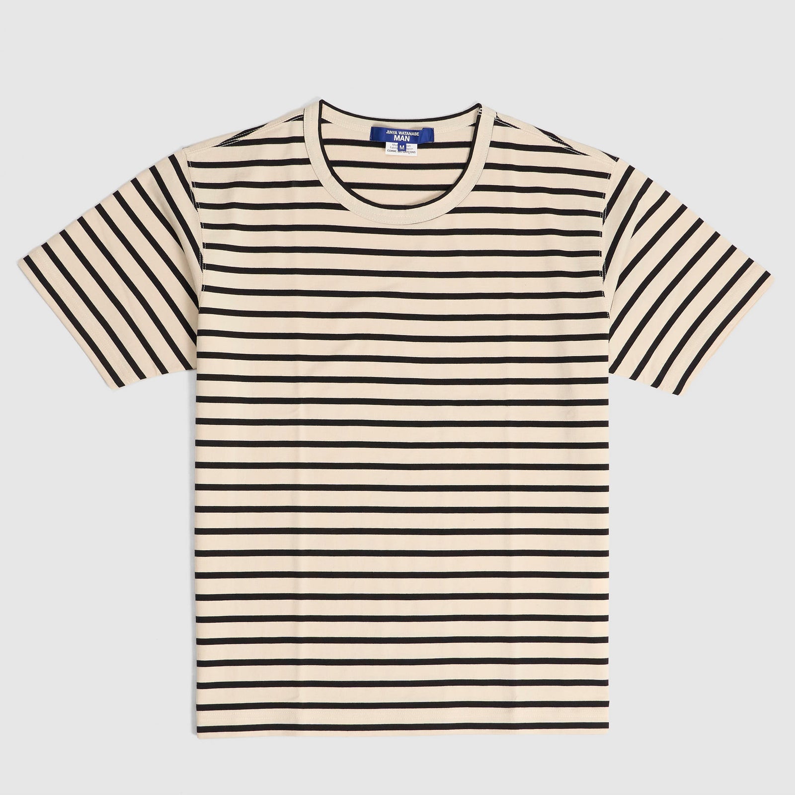 Junya Watanabe MAN Ivory Black Striped Crew Neck T-Shirt