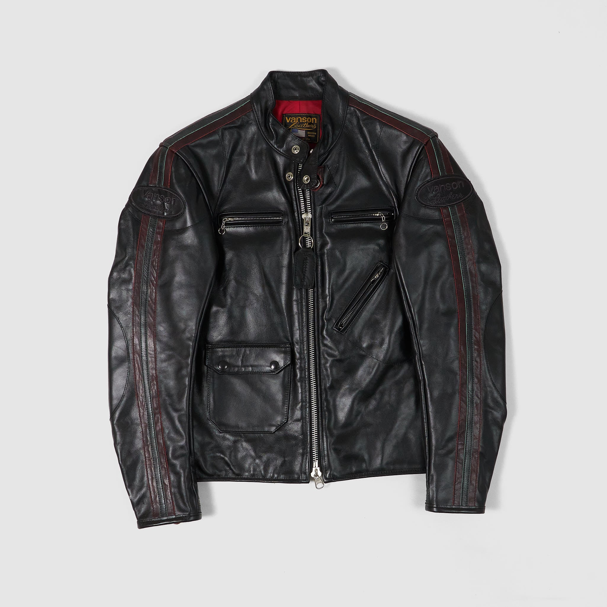 Vanson Heavy Leather Racers Biker Jacket - DeeCee style