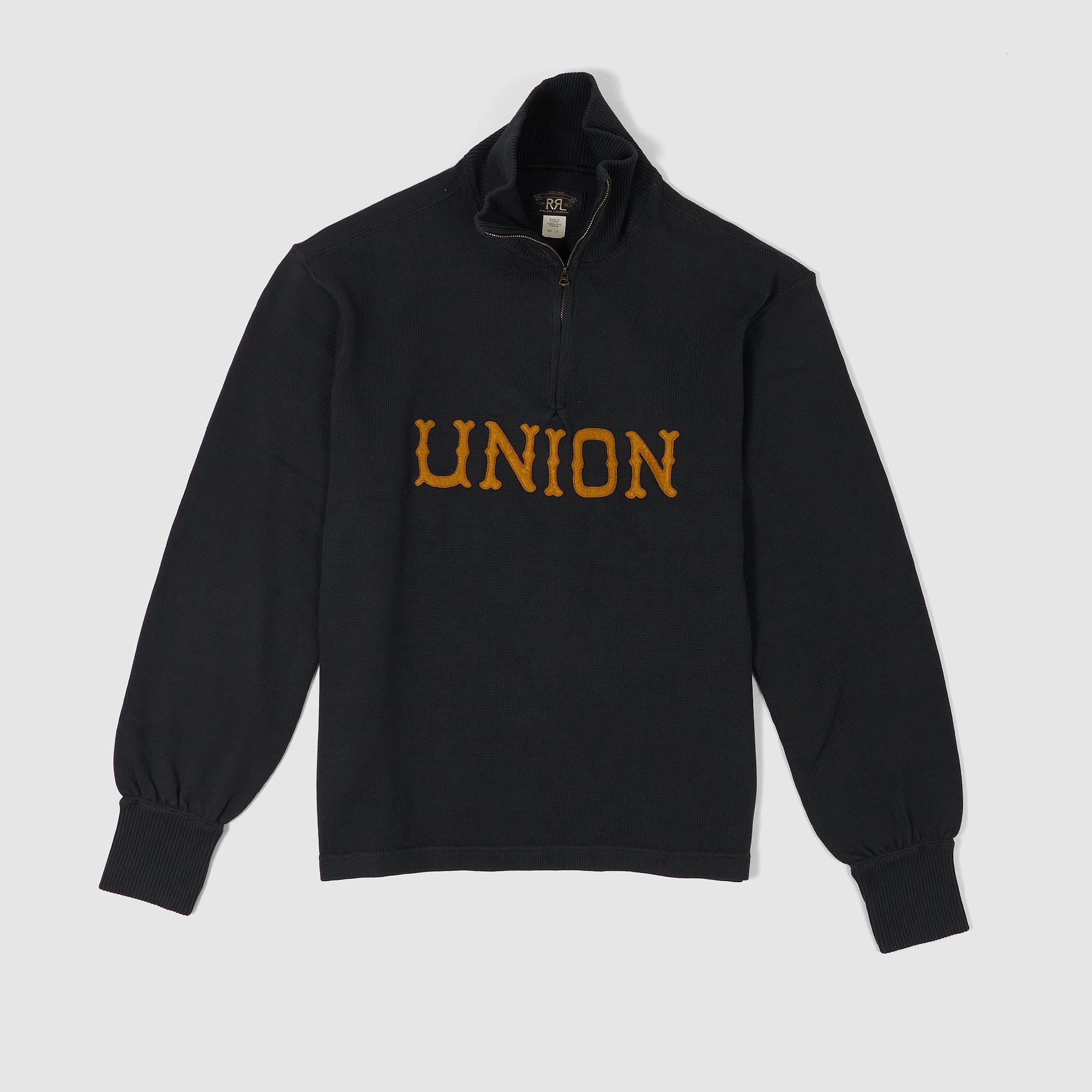 Double RL Union Half Zip Cotton Jersey Sweater - DeeCee style