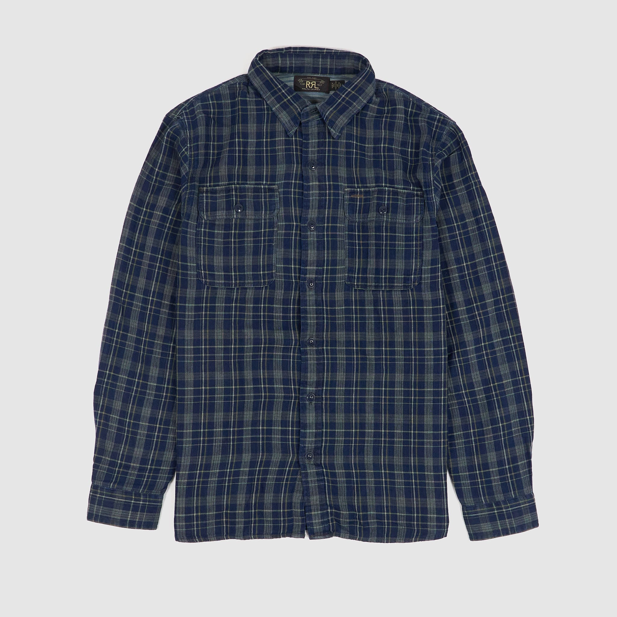 トップス Double RL Check Work Shirt RRL Ralph Lauren Indigo Check Double-Faced Work Lined Shirt