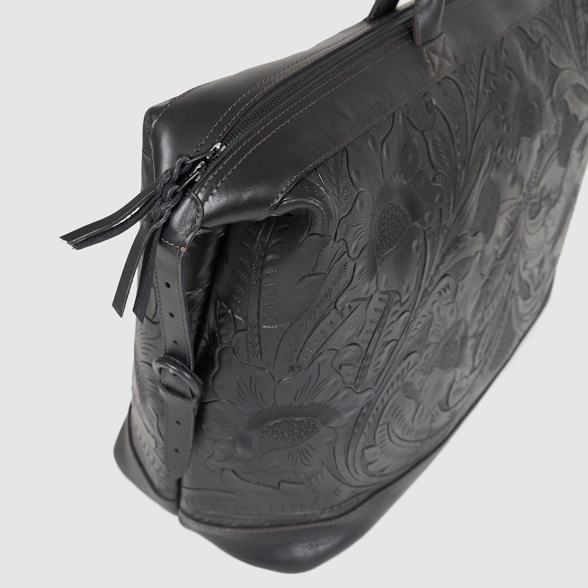 Double RL Hand Tooled Large Leather Bag