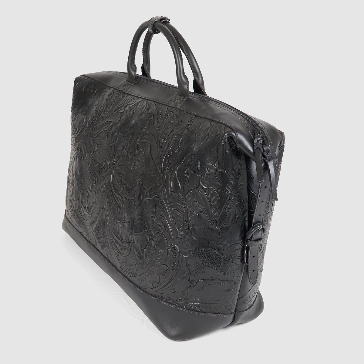 Double RL Hand Tooled Large Leather Bag