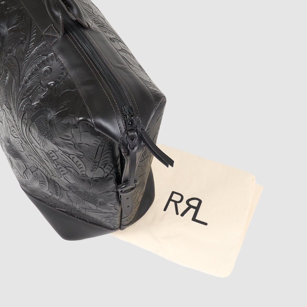 Double RL Hand Tooled Large Leather Bag