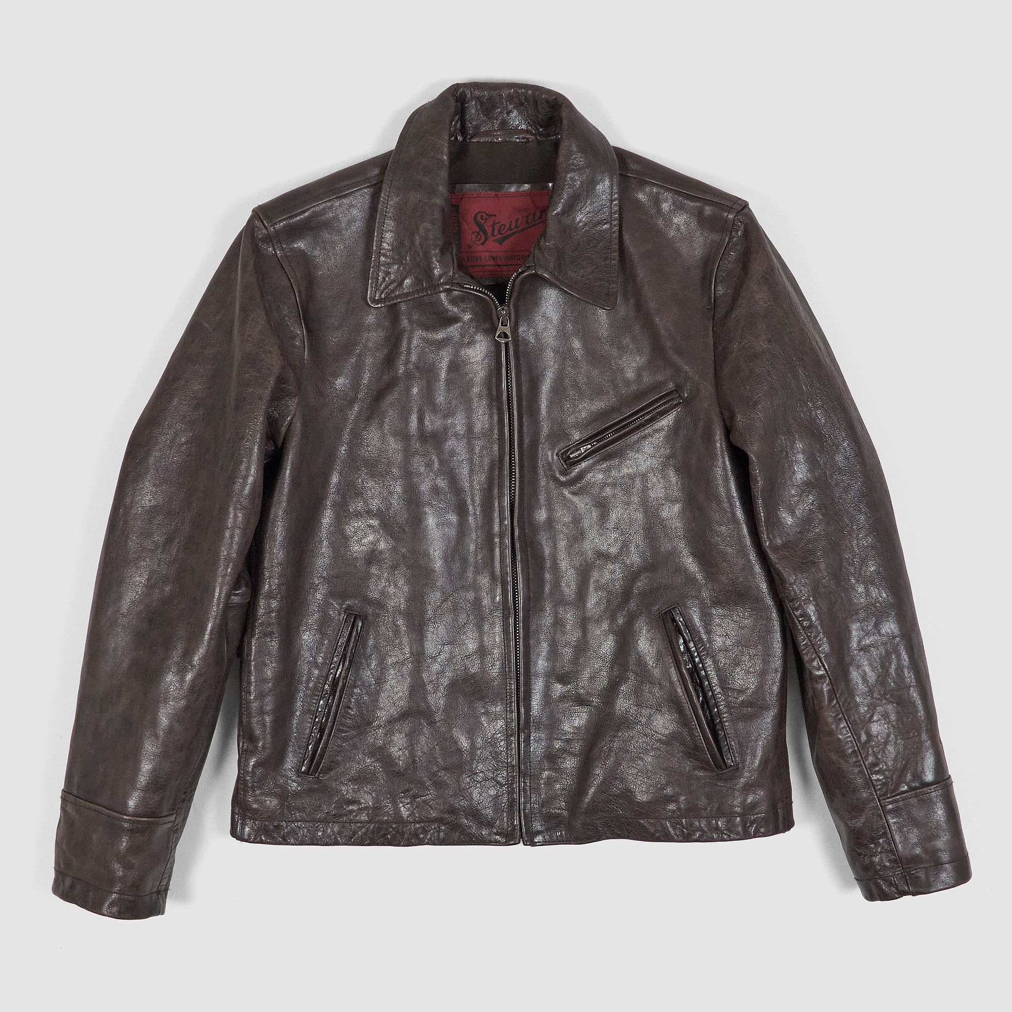 Stewart Buffalo Half Belt Riders Leather Jacket - DeeCee style