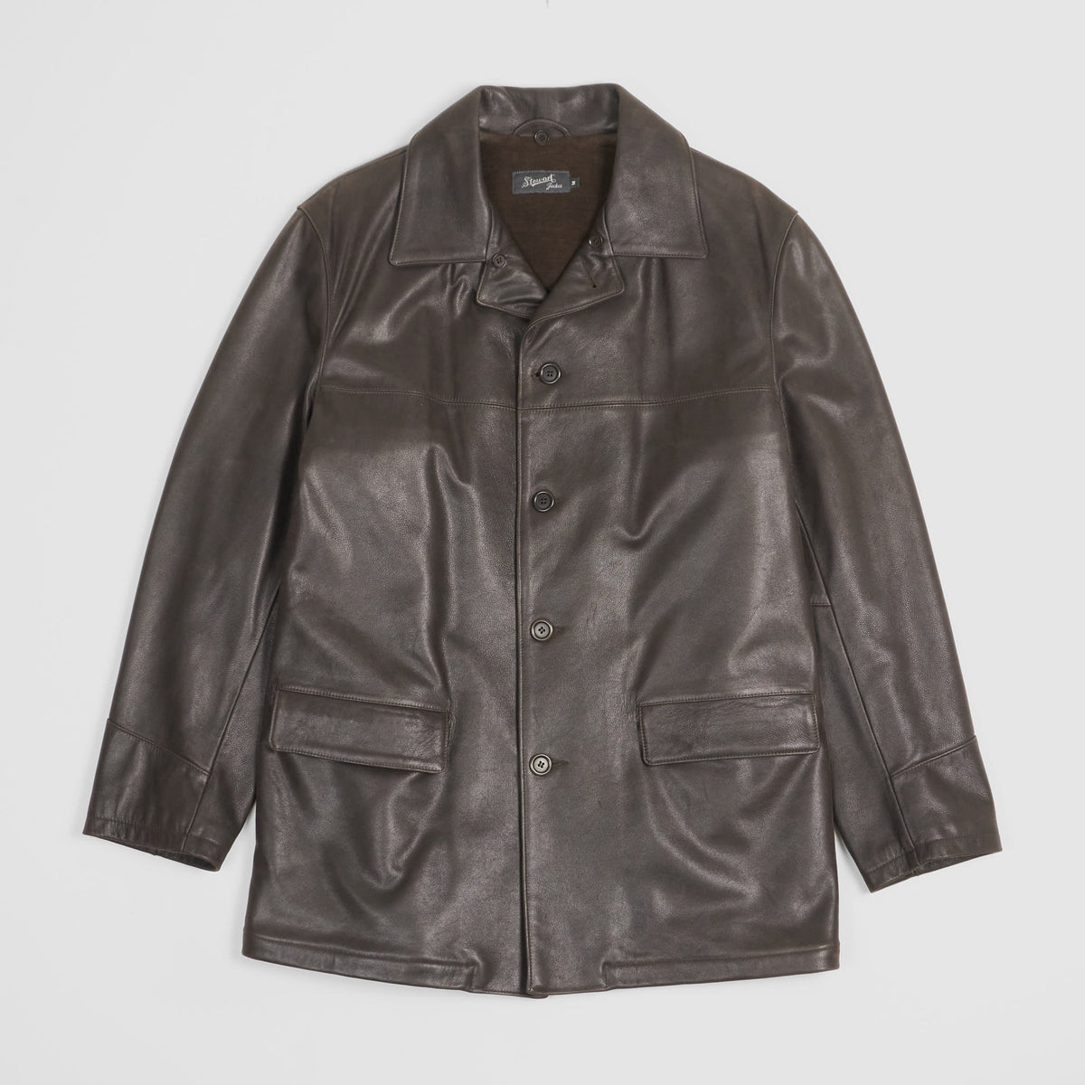 Stewart Leather Car Coat Removable Shearling Collar