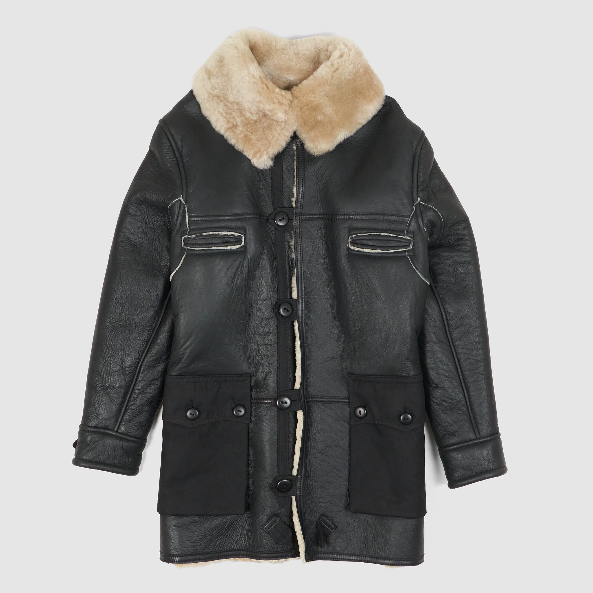 Nigel Cabourn x Aero Leathers Sheepskin Leather Coat - DeeCee style