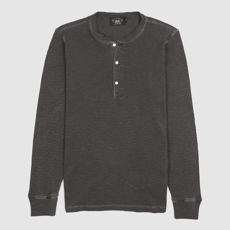 Double RL Long Sleeve Waffle Henley Shirt