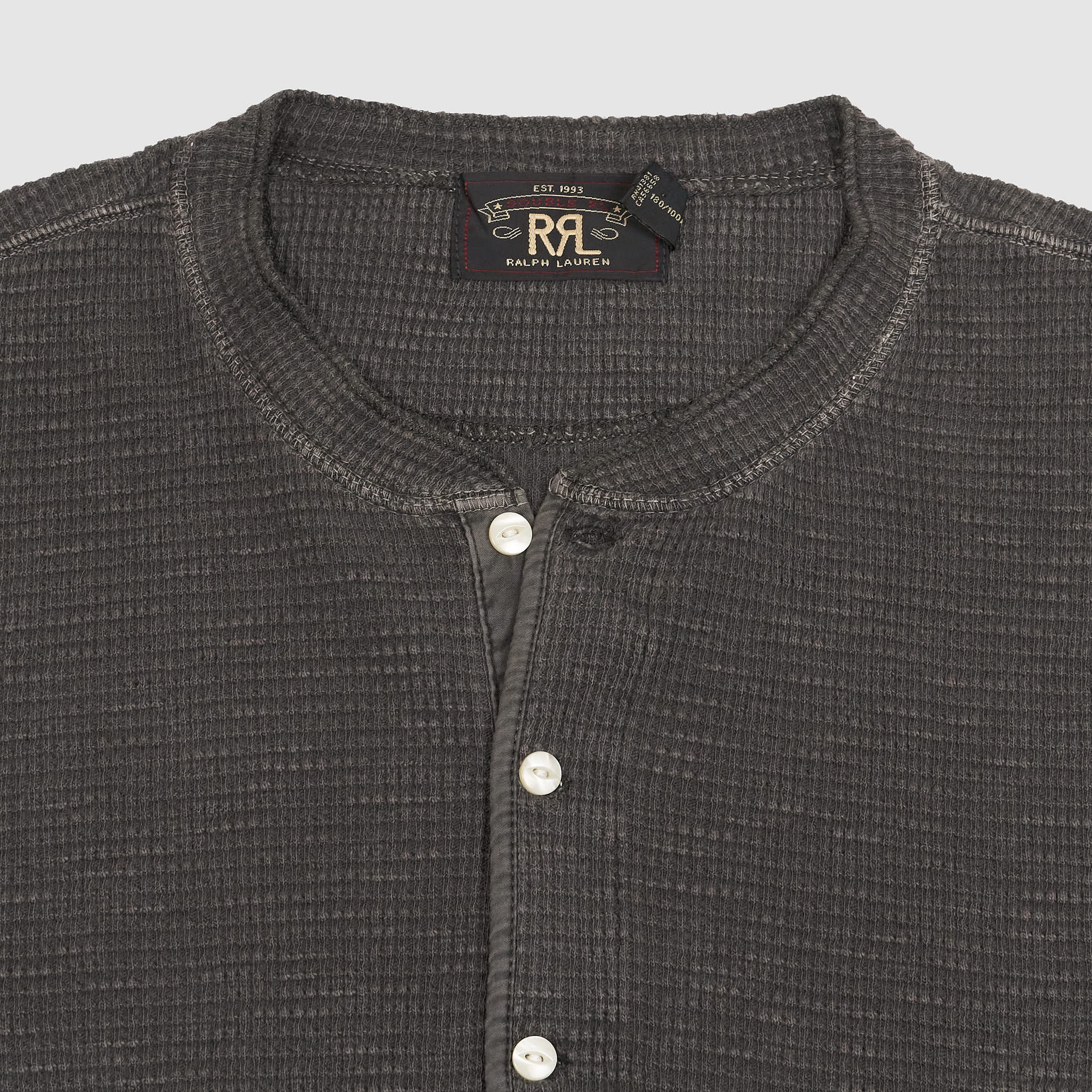 Double RL Long Sleeve Waffle Henley Shirt DeeCee style
