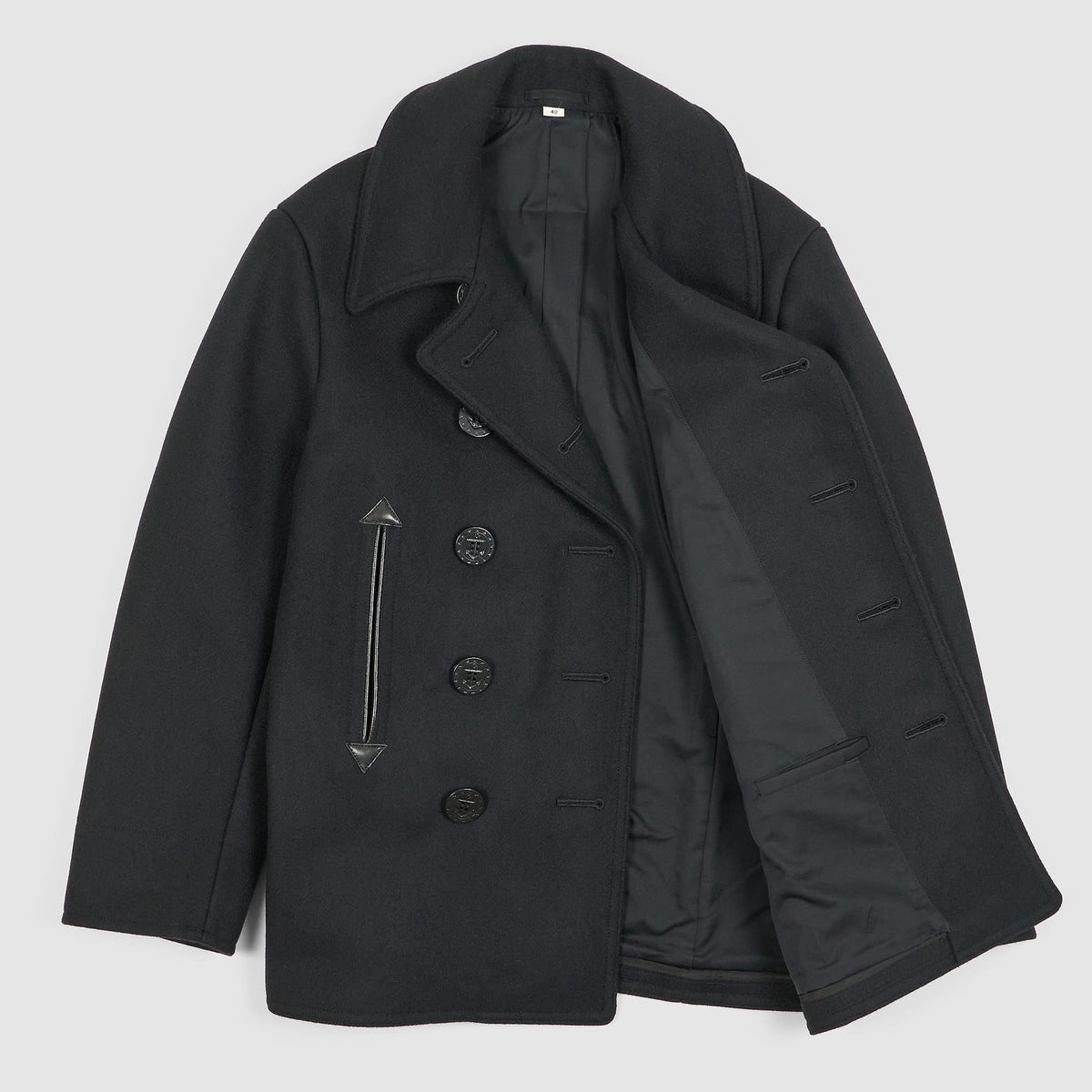 Buzz Rickson&#39;s P-Coat With Leather Trims Wiliam Gibson Collection