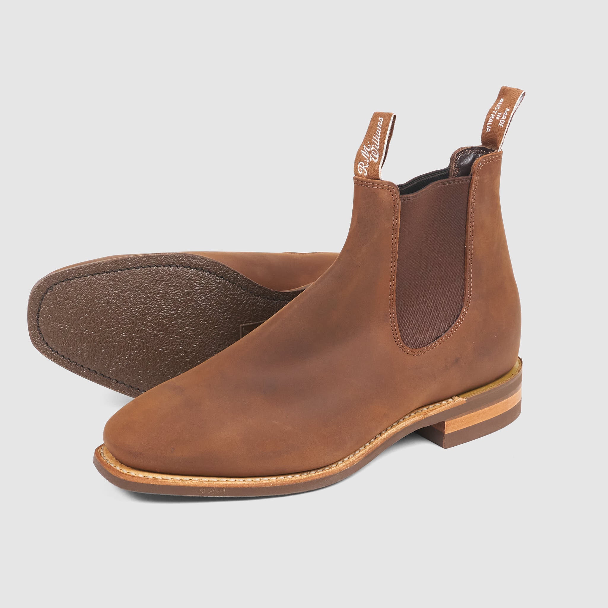 RM Williams 7.5 Comfort Craftsman Brown Leather Slip-On Chelsea Boots