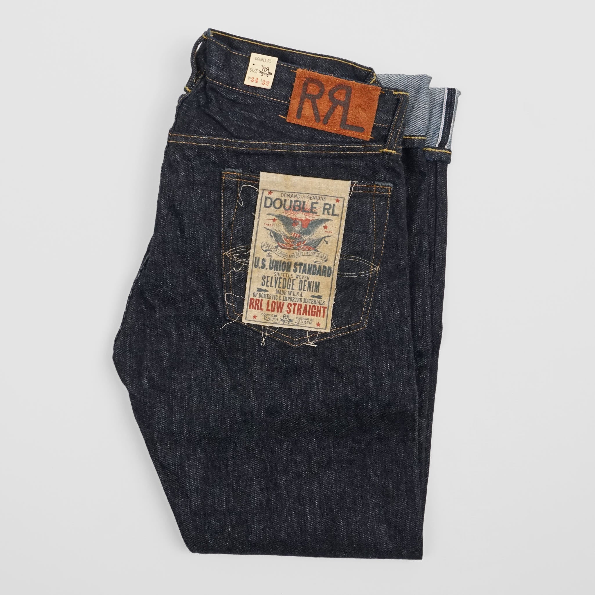 Double RL Low-Straight Selvage Denim Jeans - DeeCee style