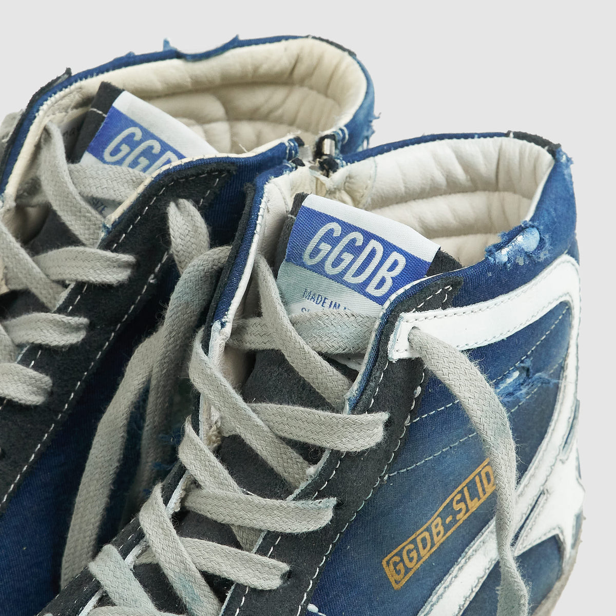 Golden Goose High Navy Used Slide Sneakers