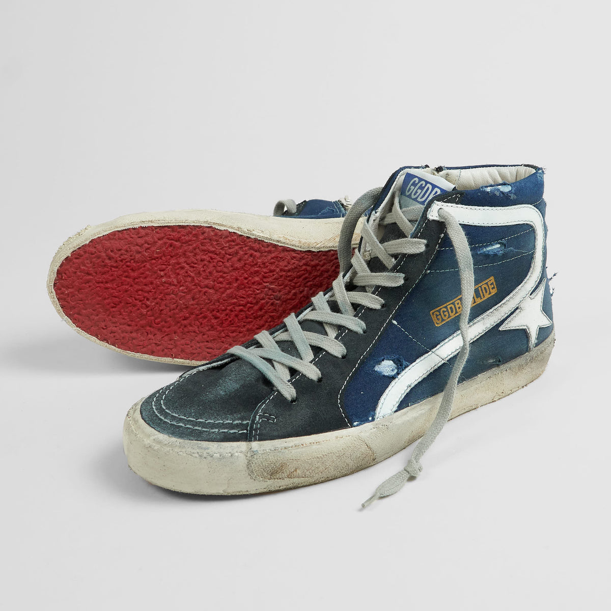 Golden Goose High Navy Used Slide Sneakers