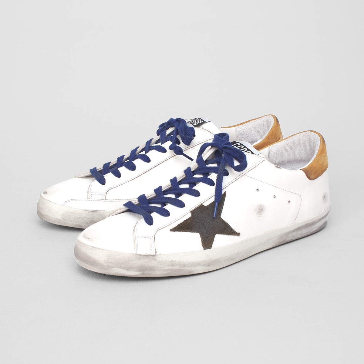 Golden Goose Green White Blue Superstar Sneakers