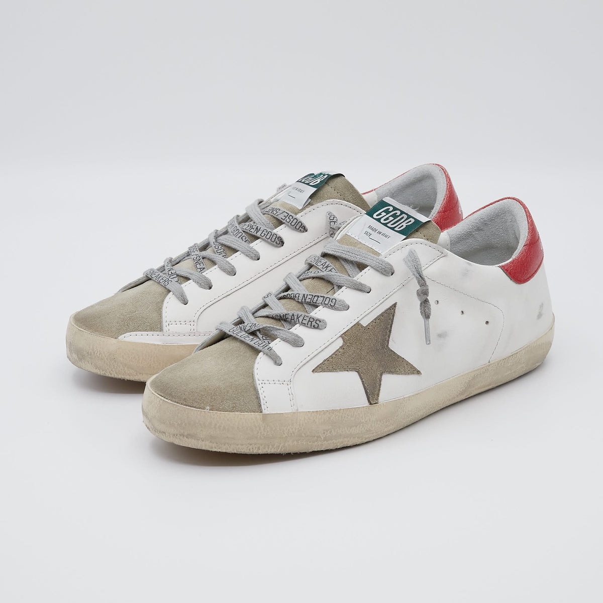 Golden Goose White Taupe Red Sneakers Superstar