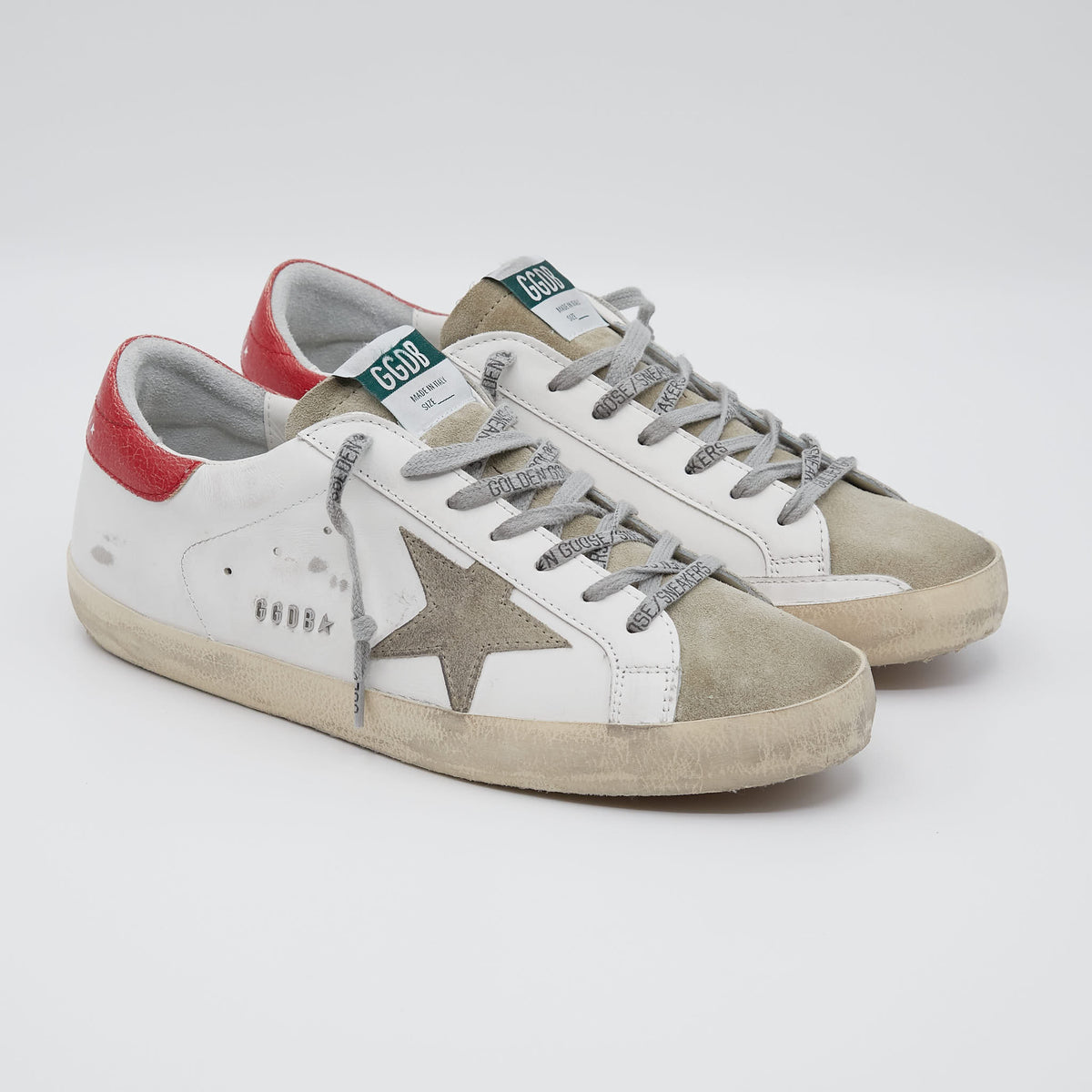 Golden Goose White Taupe Red Sneakers Superstar