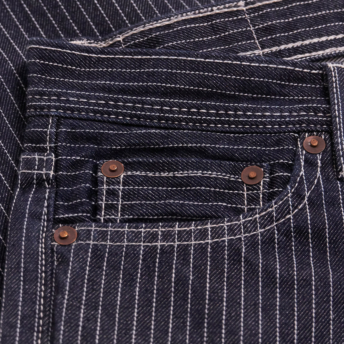 Stronghold Blue Pinstripe Selvage Denim Jeans (Rinsed)