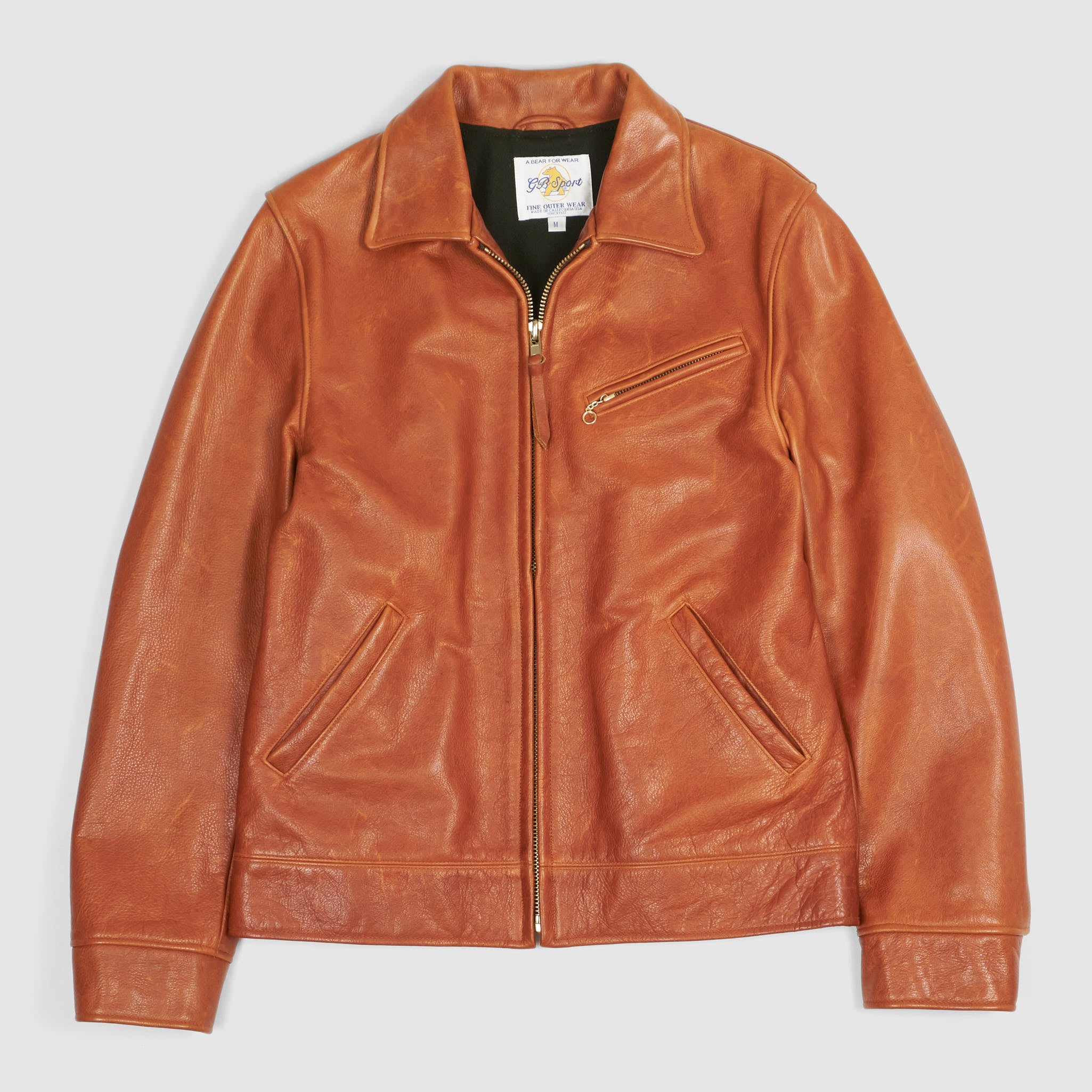 ジャケット・アウター [GOLDEN BEAR] 70'S LEATHER SPORTS JACKET Golden Bear Soft Natural Waxed Leather Jacket - DeeCee style