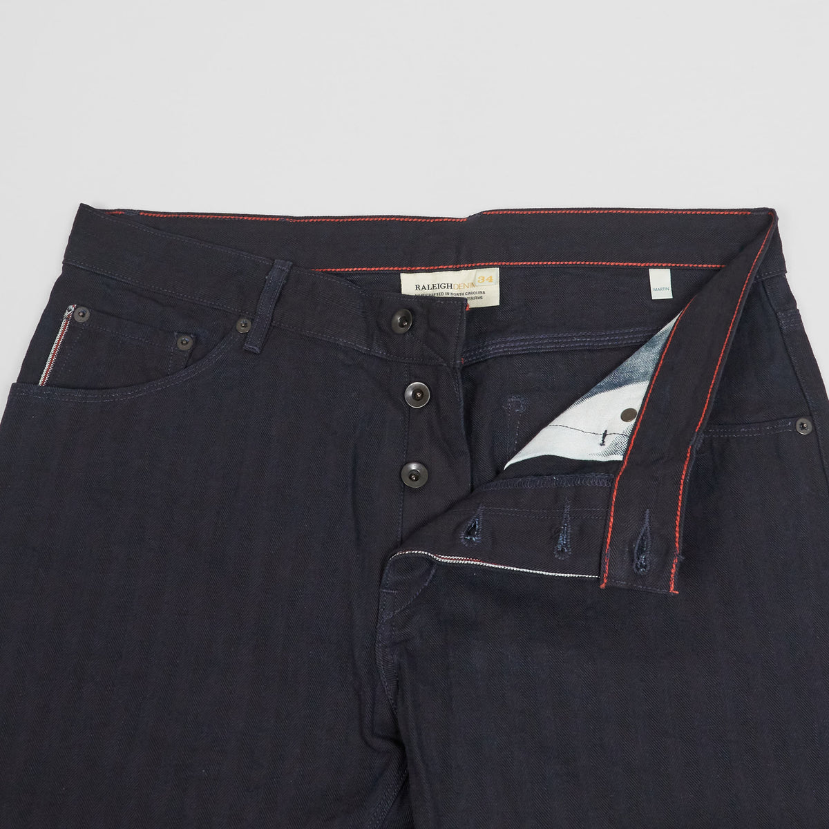 Raleigh Denim Herringbone Indigo 5 Pocket Jeans