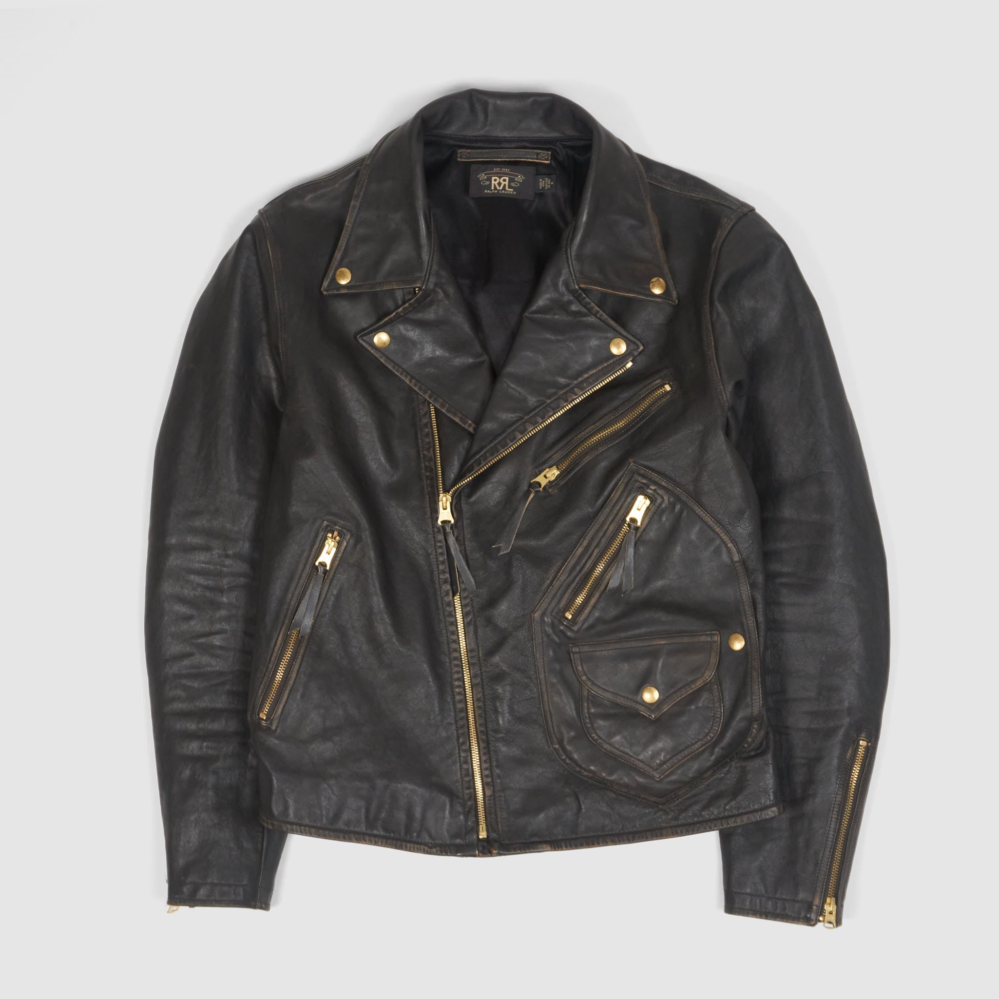 Double RL Perfecto Marshall D-Pocket Leather Jacket - DeeCee style