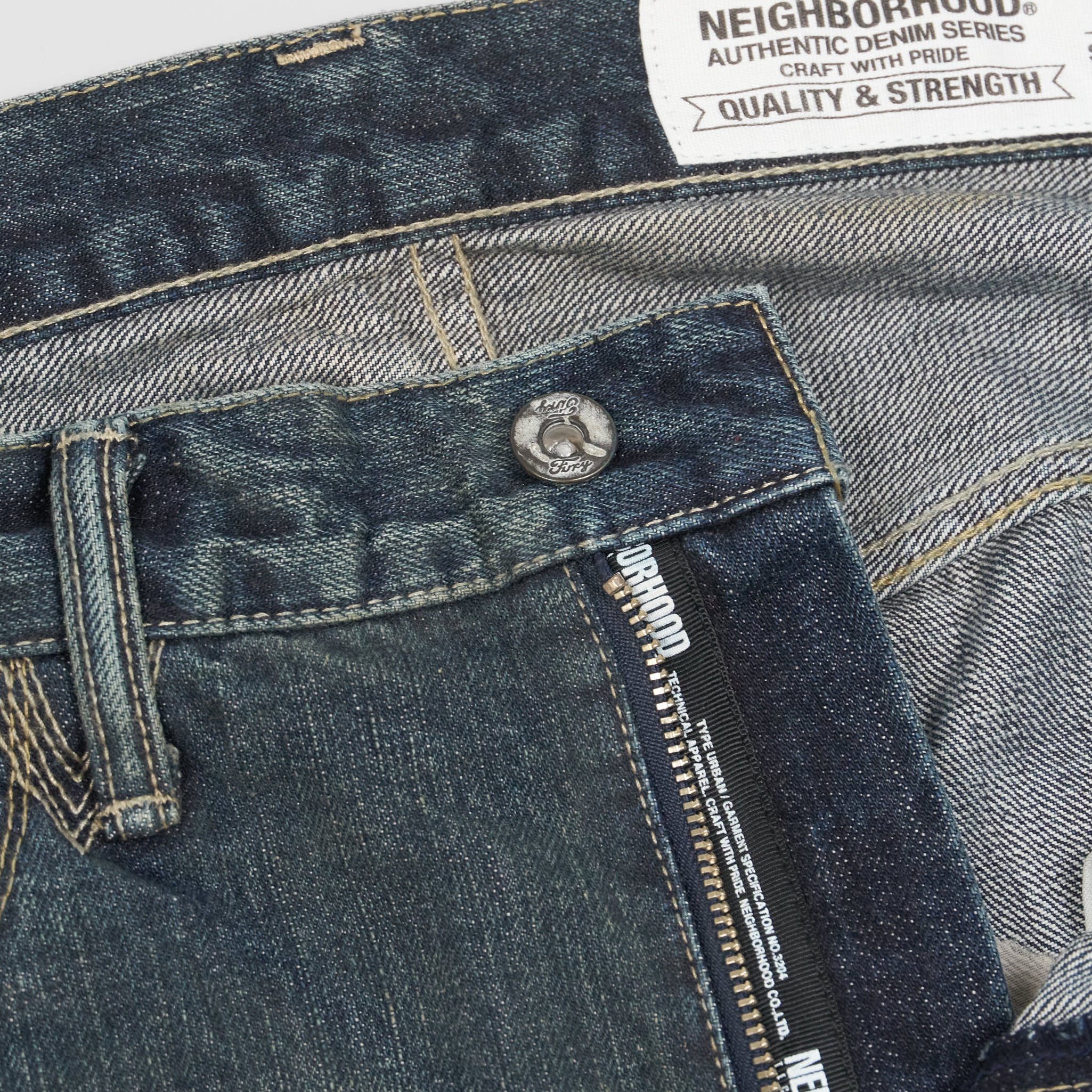 Neighborhood 5-Pocket Repaired Tapered Denim Jeans - DeeCee style