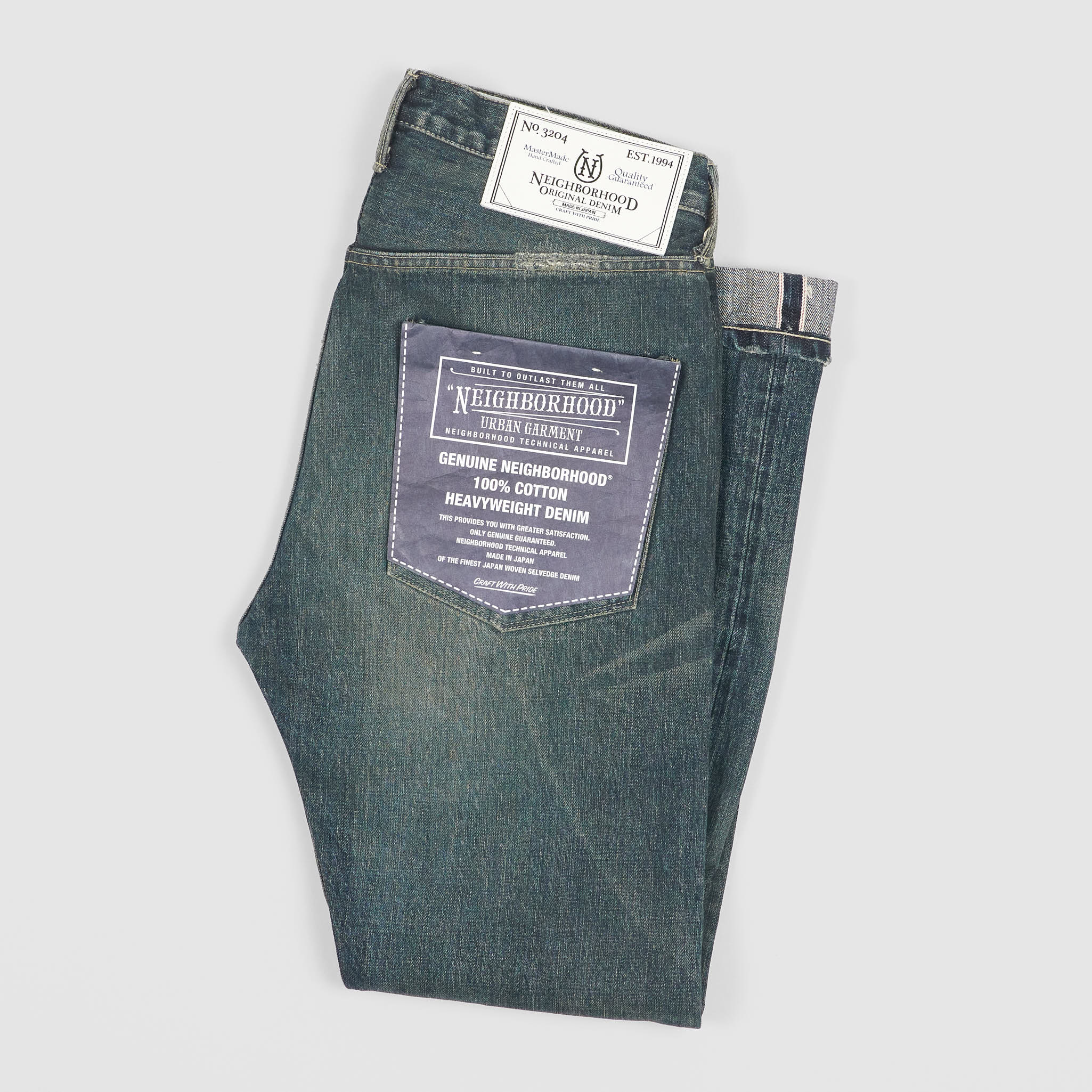 Neighborhood 5-Pocket Repaired Tapered Denim Jeans - DeeCee style