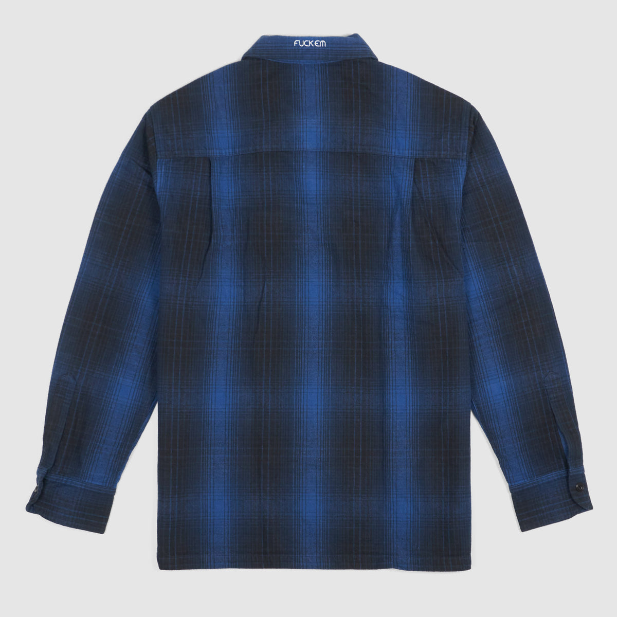 Neighborhood Blue Black Plaid Flap Pocket Logger Shirt Fuck Em [Archive]