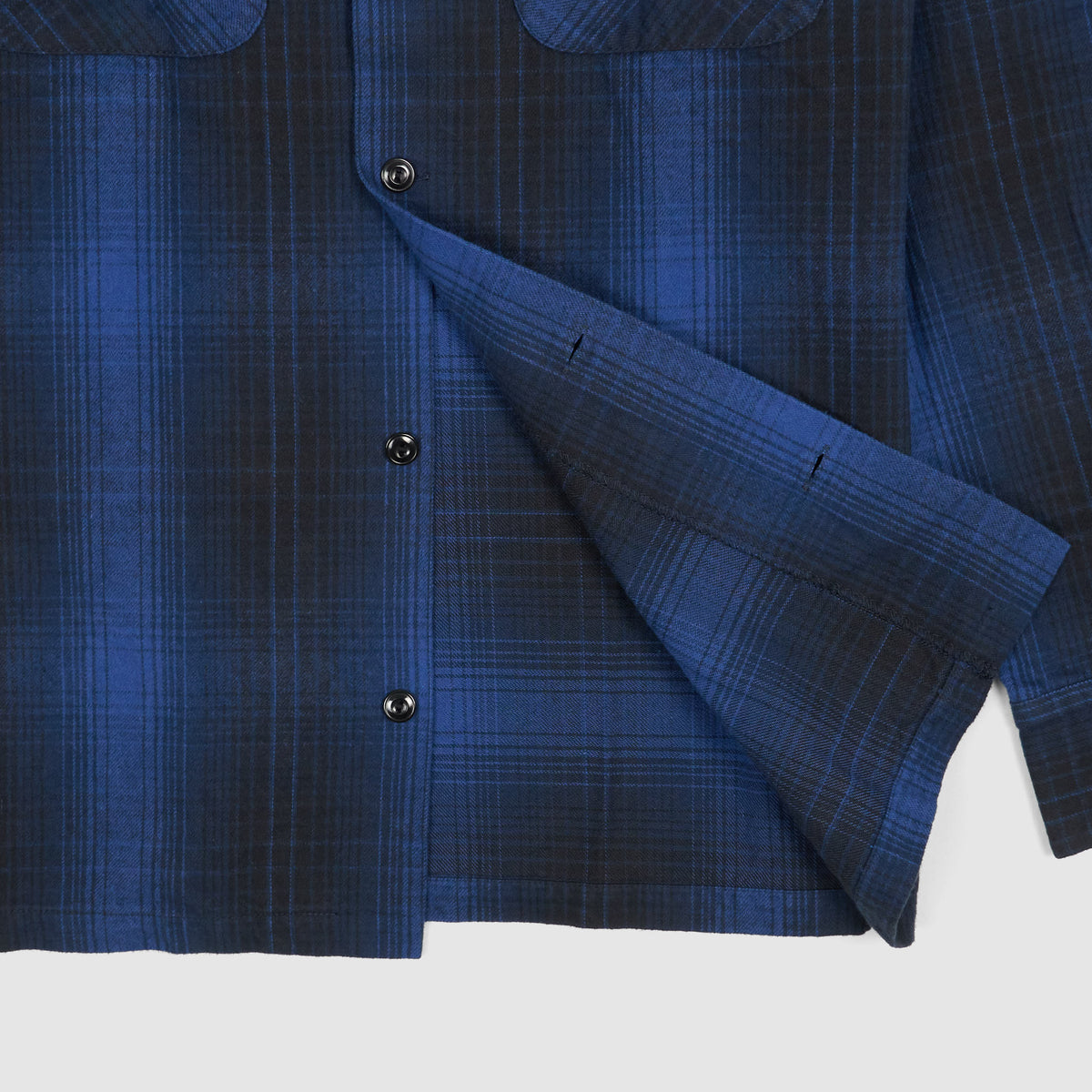 Neighborhood Blue Black Plaid Flap Pocket Logger Shirt Fuck Em [Archive]
