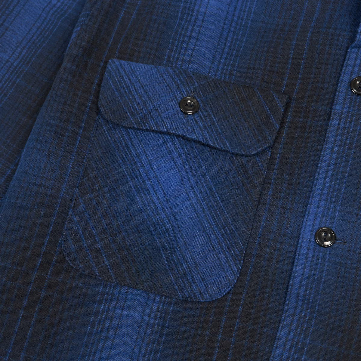 Neighborhood Blue Black Plaid Flap Pocket Logger Shirt Fuck Em [Archive]