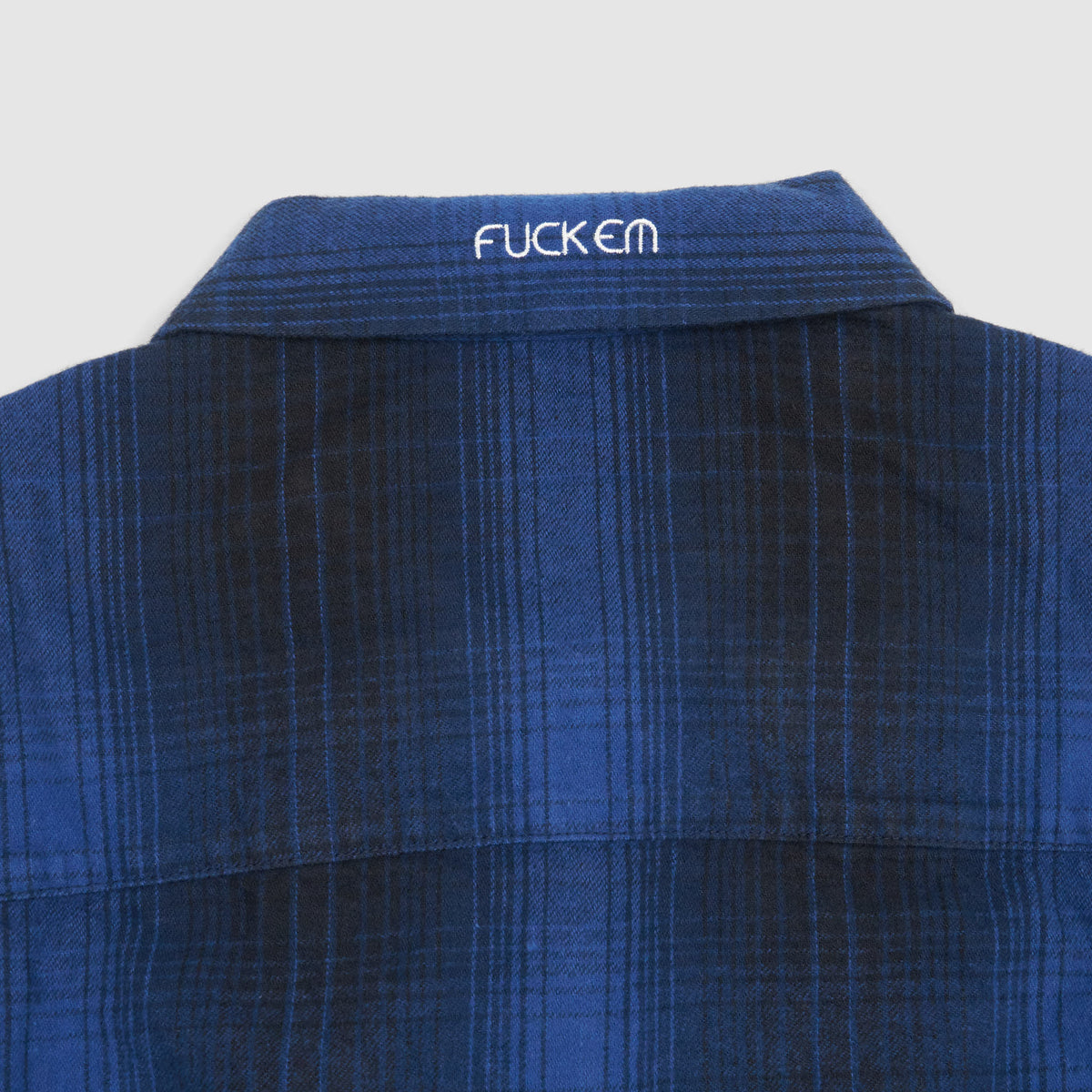 Neighborhood Blue Black Plaid Flap Pocket Logger Shirt Fuck Em [Archive]