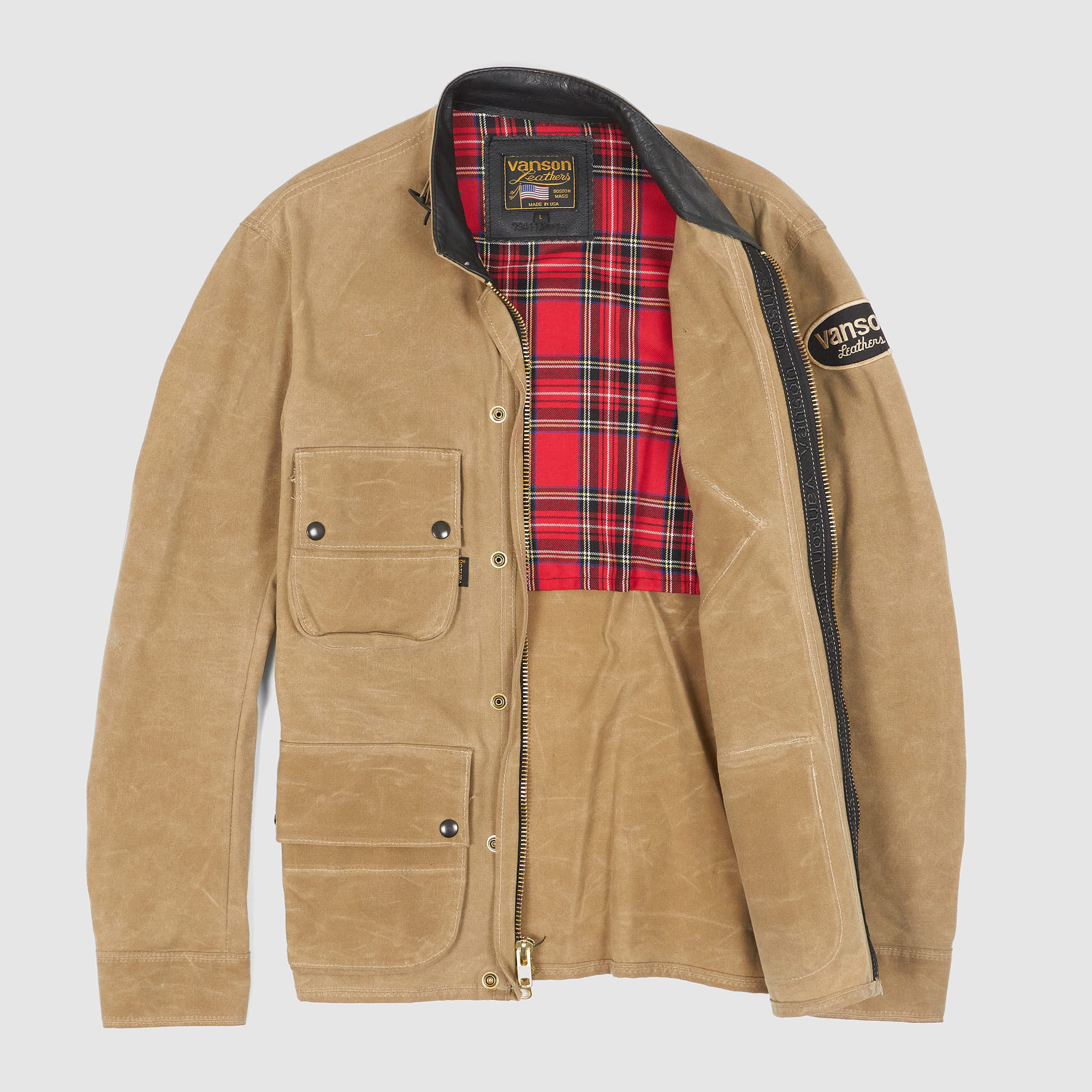 Vanson Waxed Canvas Motorcycle Jacket DeeCee style