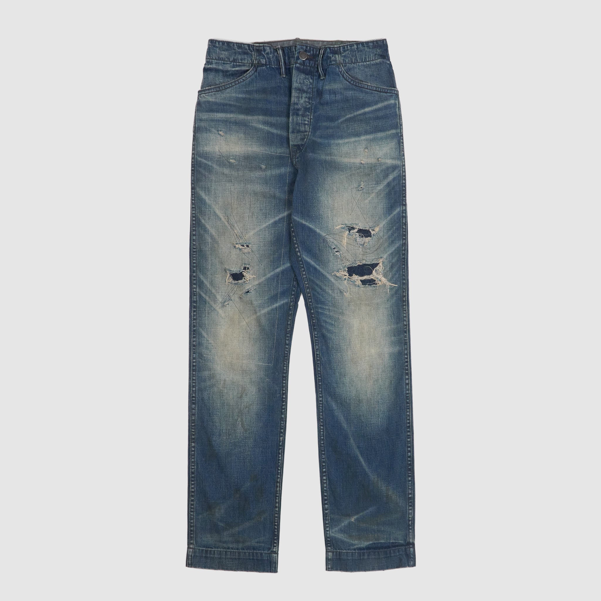 NEWEASTORDER DoubleBelt Distressed Denim Double RL U.S Military 