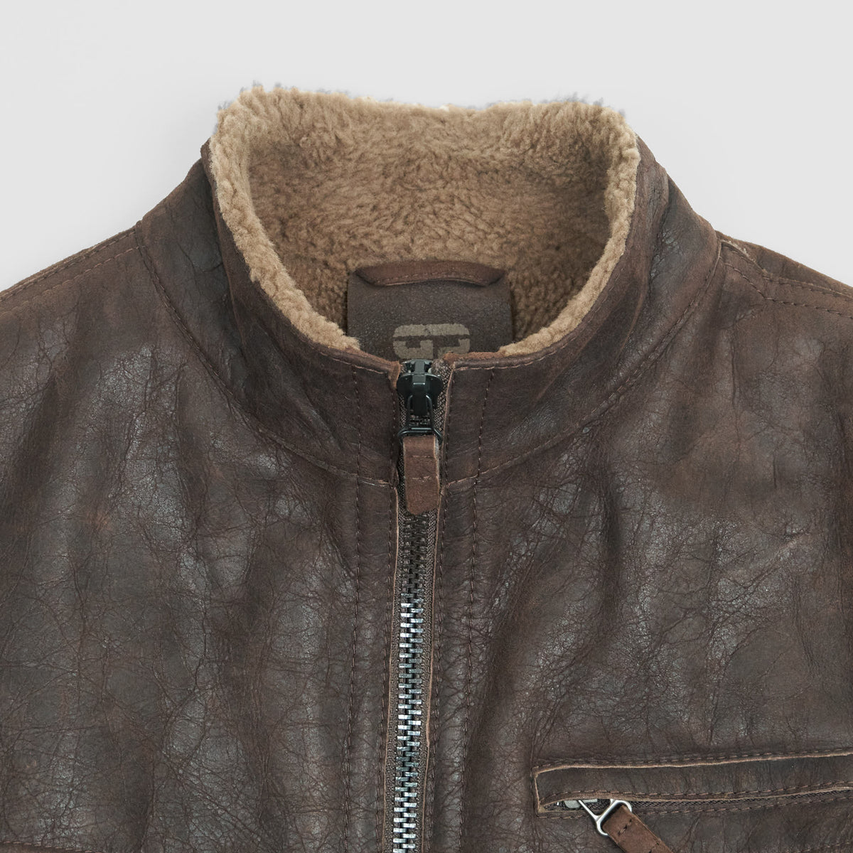 Gimo&#39;s Vintage Look Patchwork Leather Car Jacket