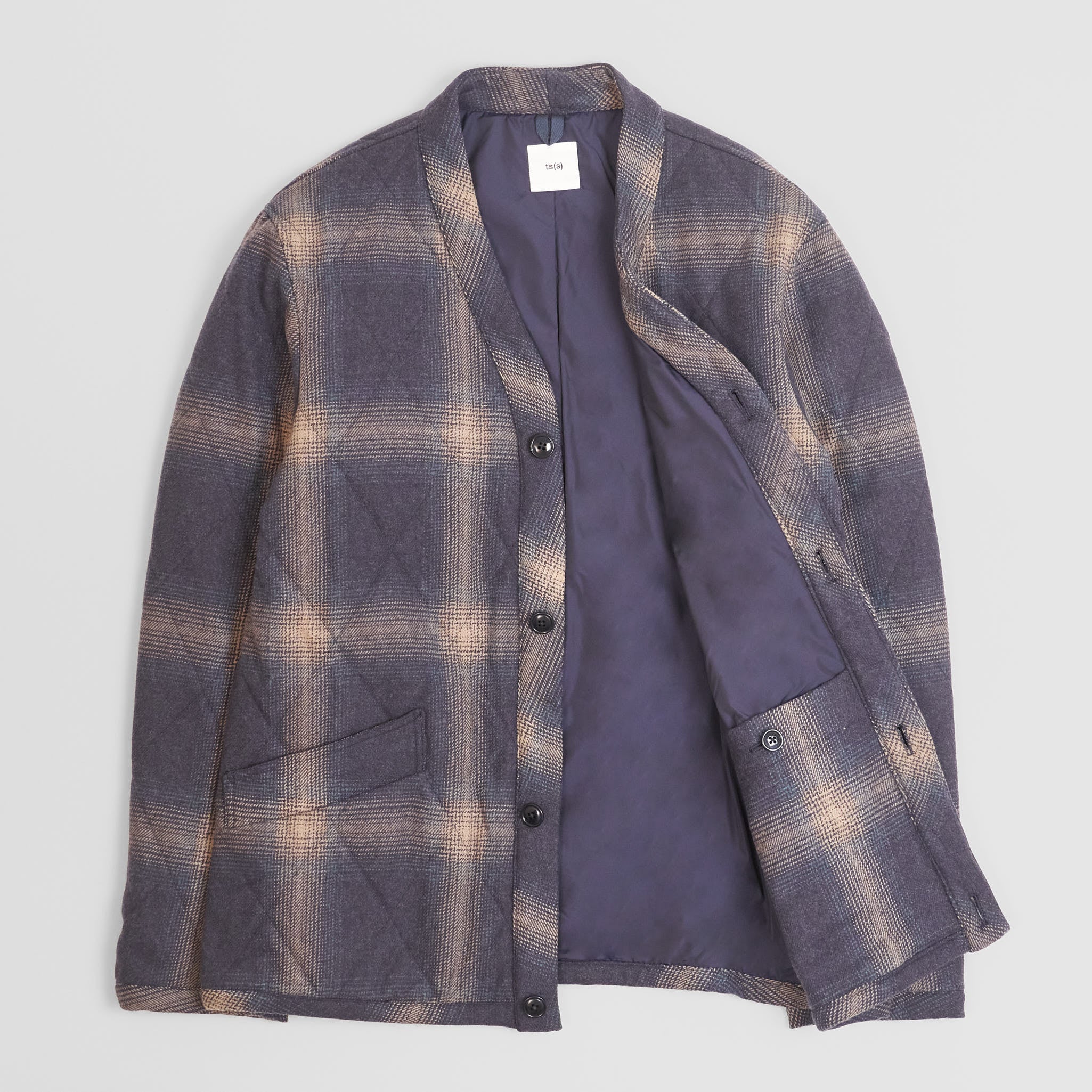 ts(s) Quilted Kimono Plaid Wool Jacket - DeeCee style