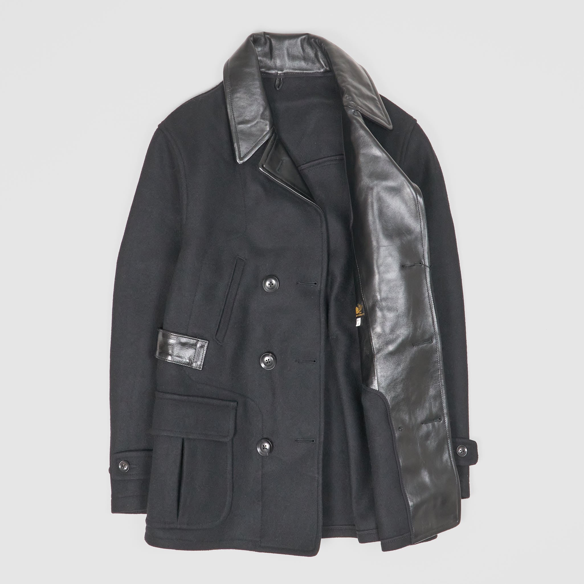 Black Sign Gaucho Leather/WoolCoat - DeeCee style