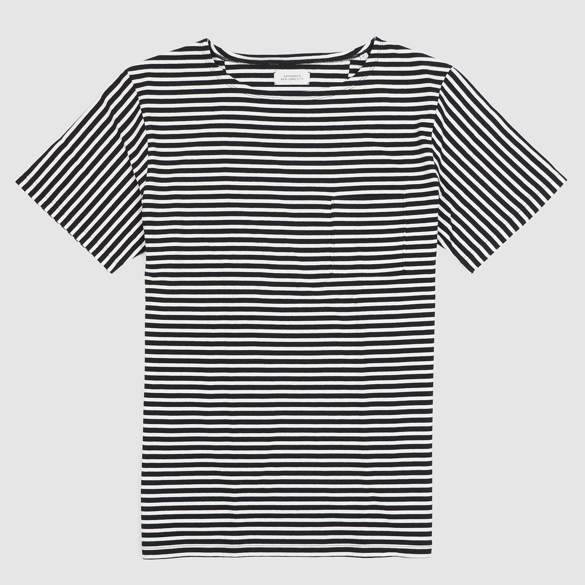 Saturdays NYC Striped Pocket Boat Neck T-Shirt