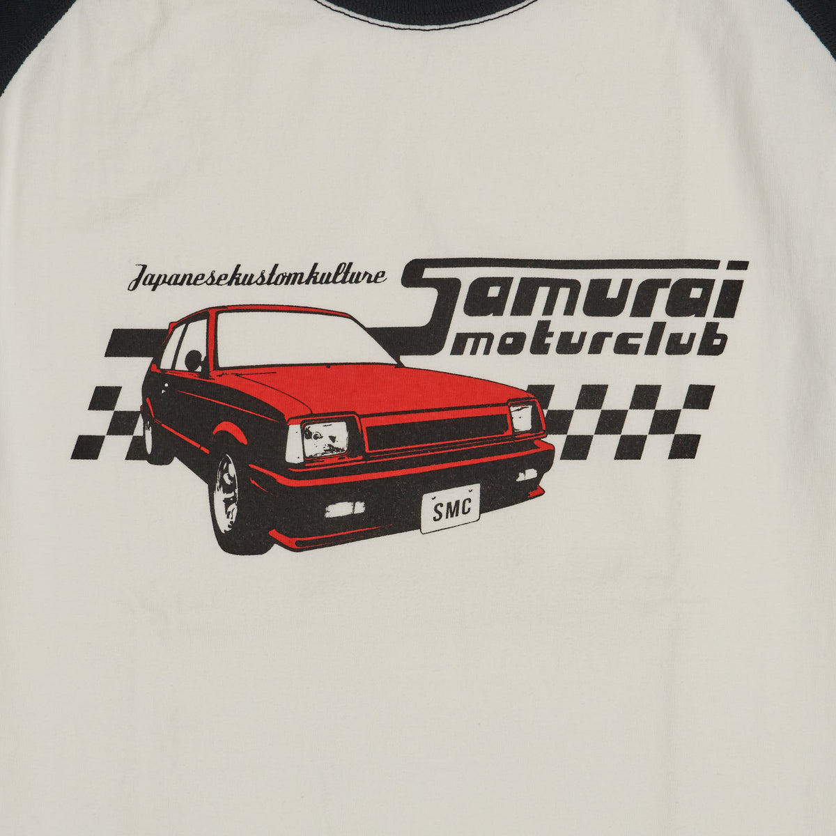 Samurai Jeans Crew Neck Short Sleeves Car Print T-Shirt