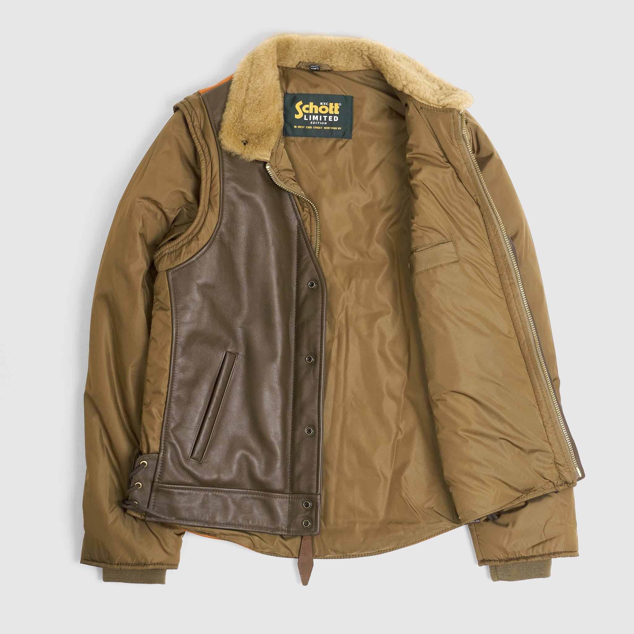 Schott N.Y.C. Padded Leather Jacket and Vest - DeeCee style