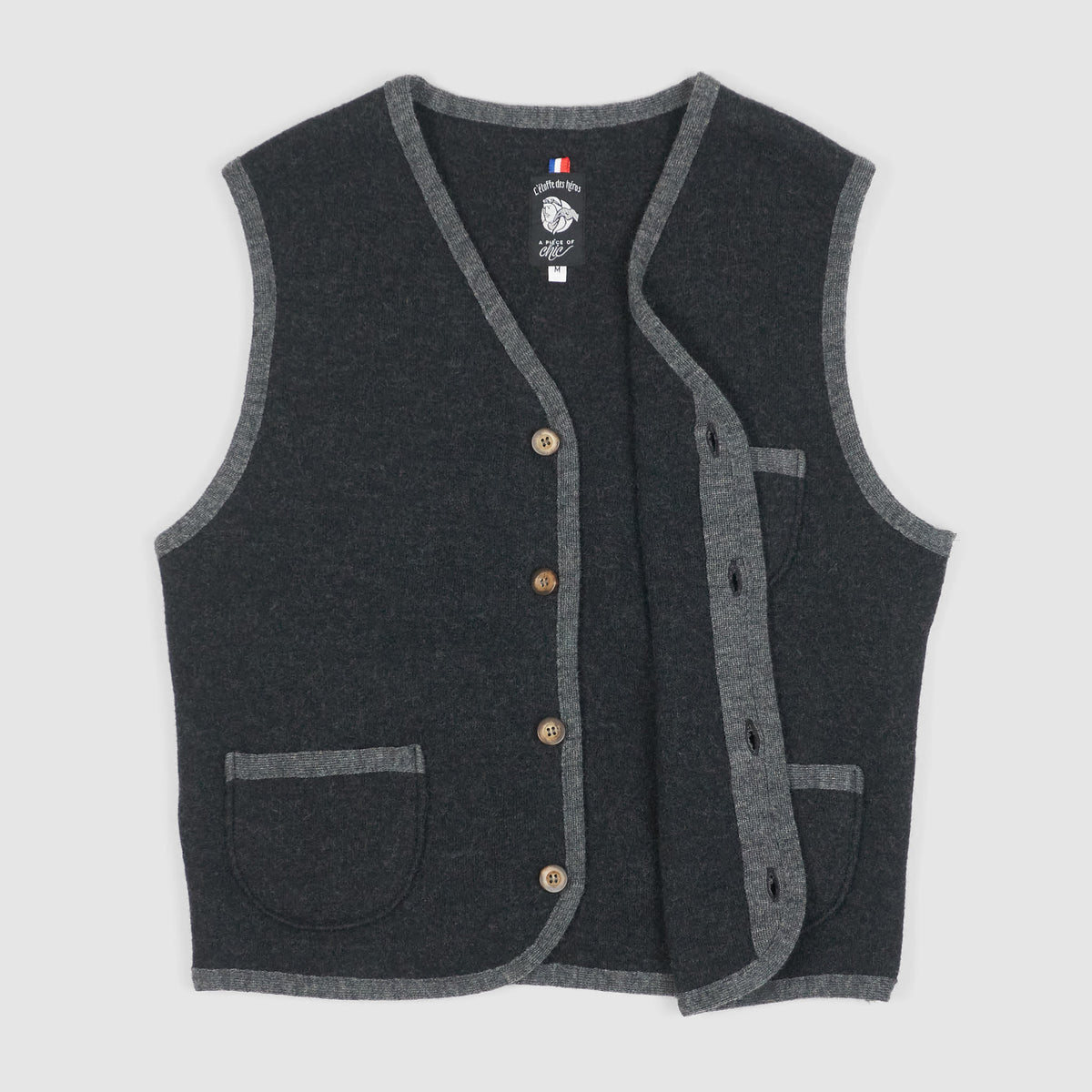 A Piece of Chic Black and Gray Wool Vest