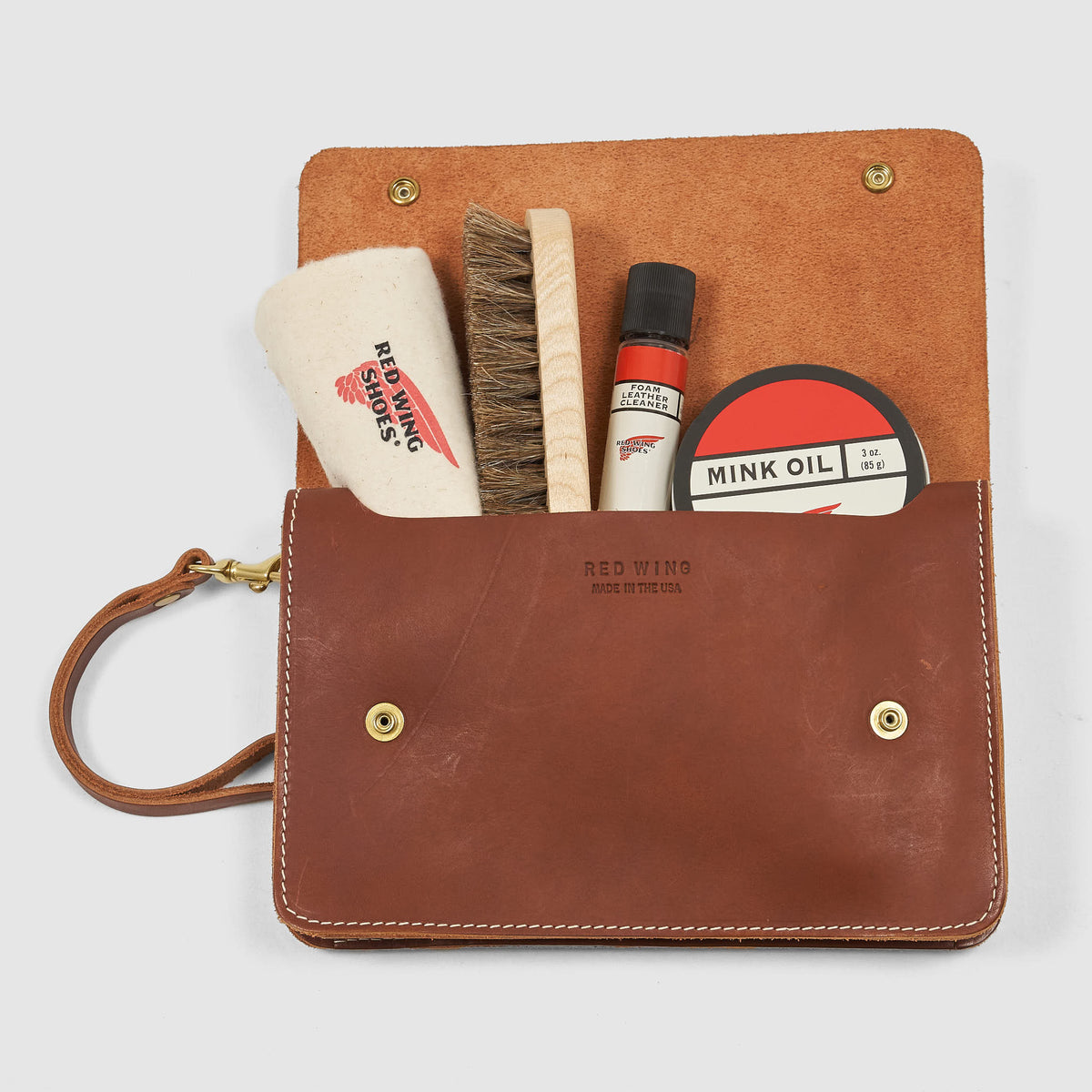 Red Wing Shoe Cleaner Kit Travel Size in Leather Case