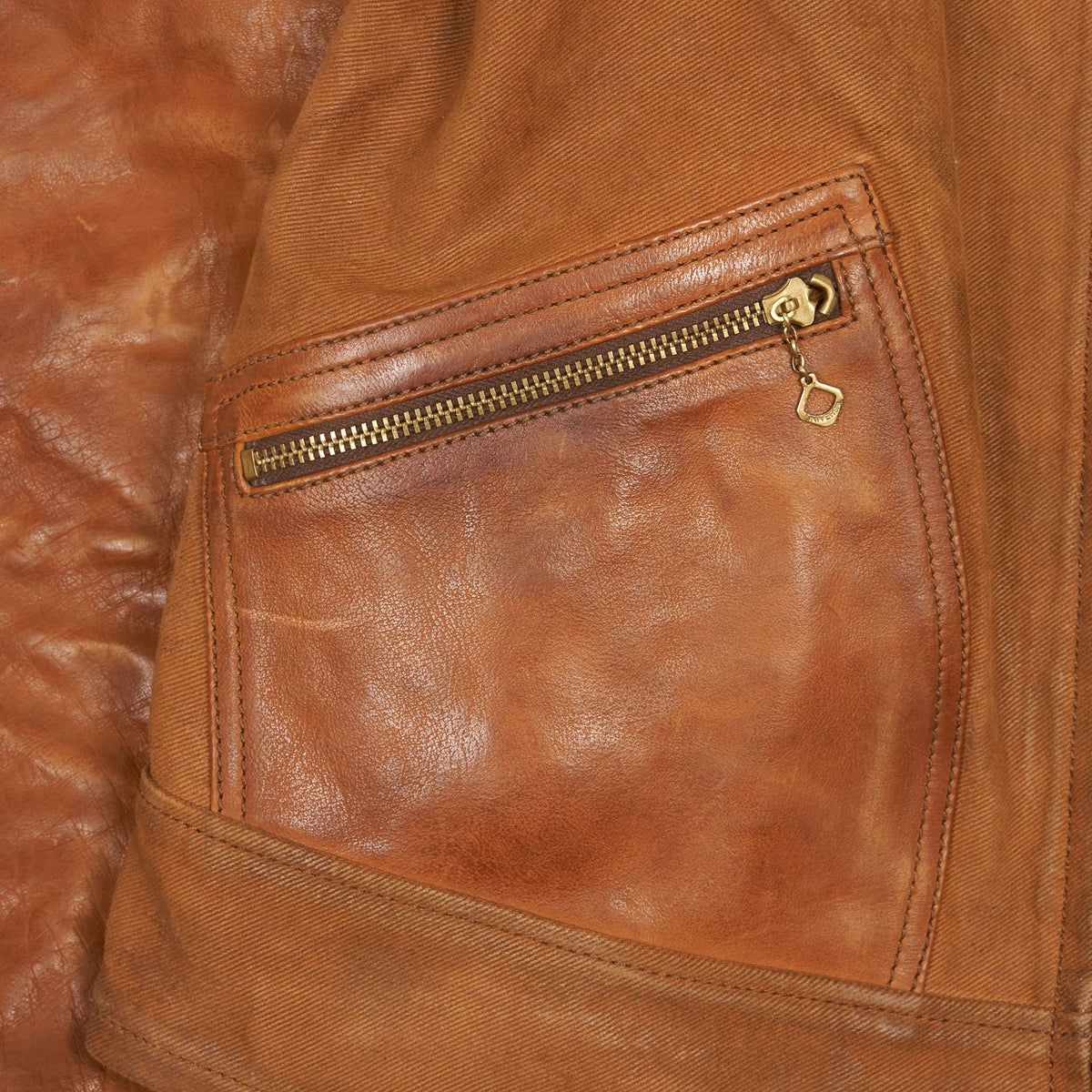 Thedi Leathers 2-Tone Canvas Buffalo Leather Jacket