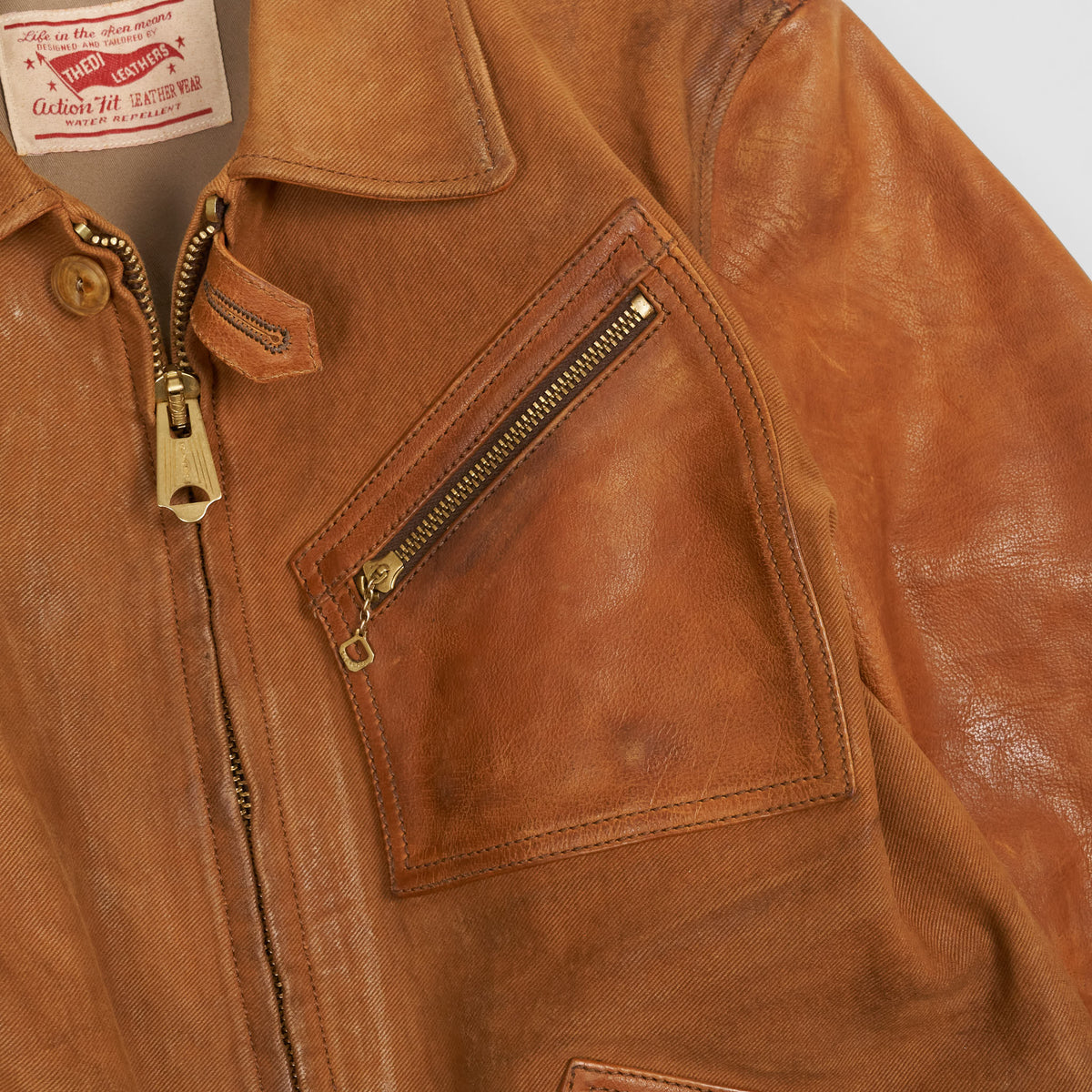 Thedi Leathers 2-Tone Canvas Buffalo Leather Jacket