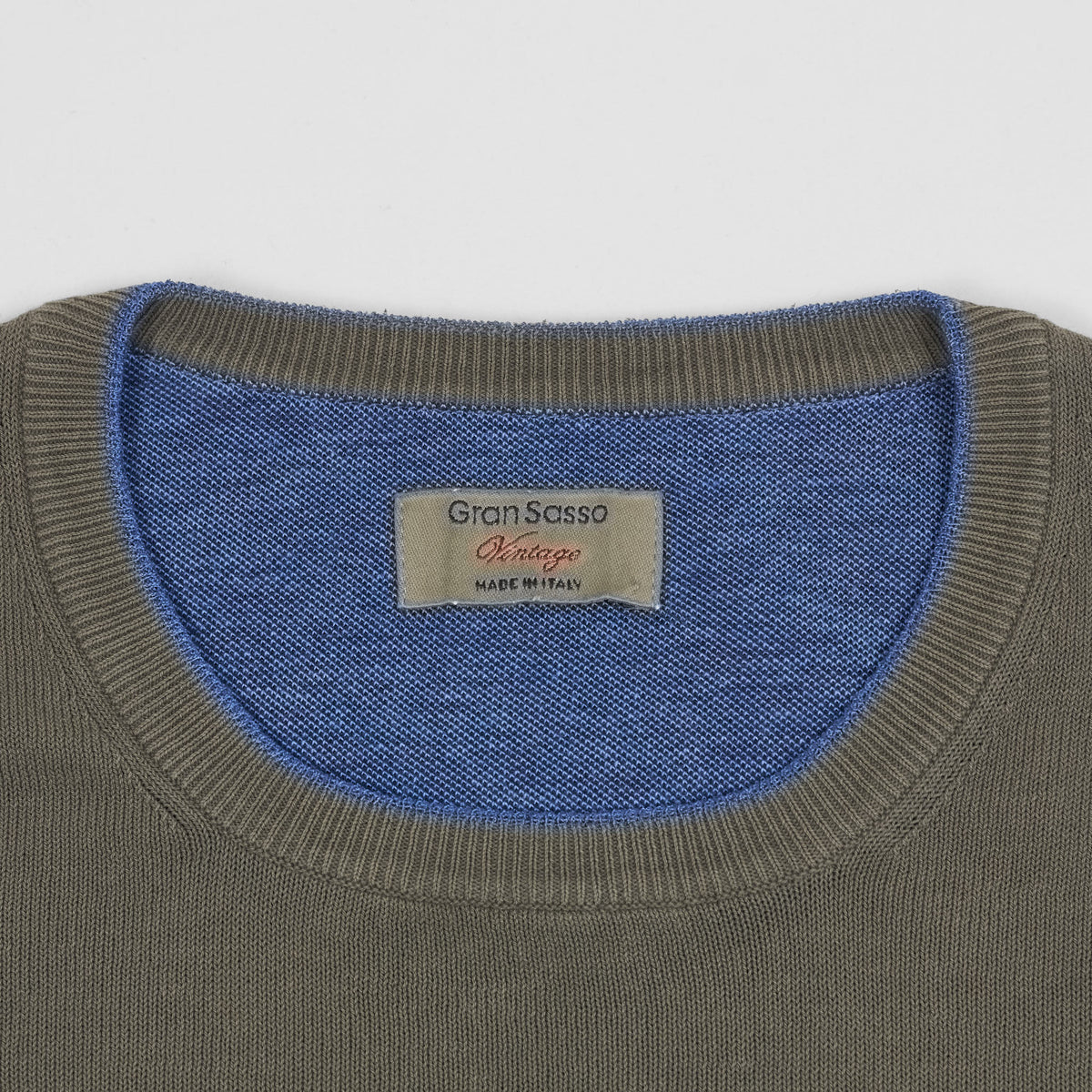 Gran Sasso Crew Neck Knitted Cotton Pullover With Elbow Reinforcement