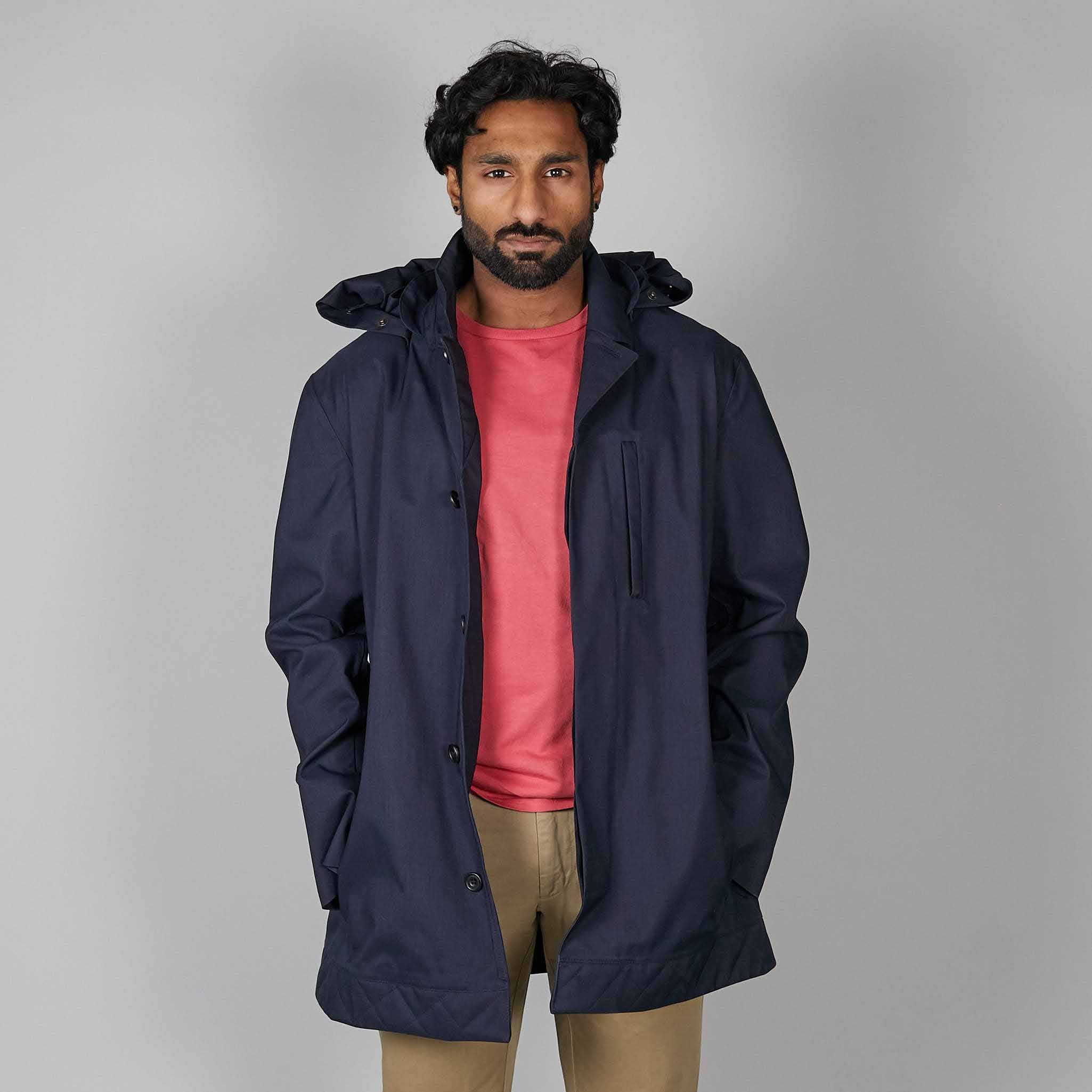 Norwegian Rain Caban Single Breasted Rain Coat Navy