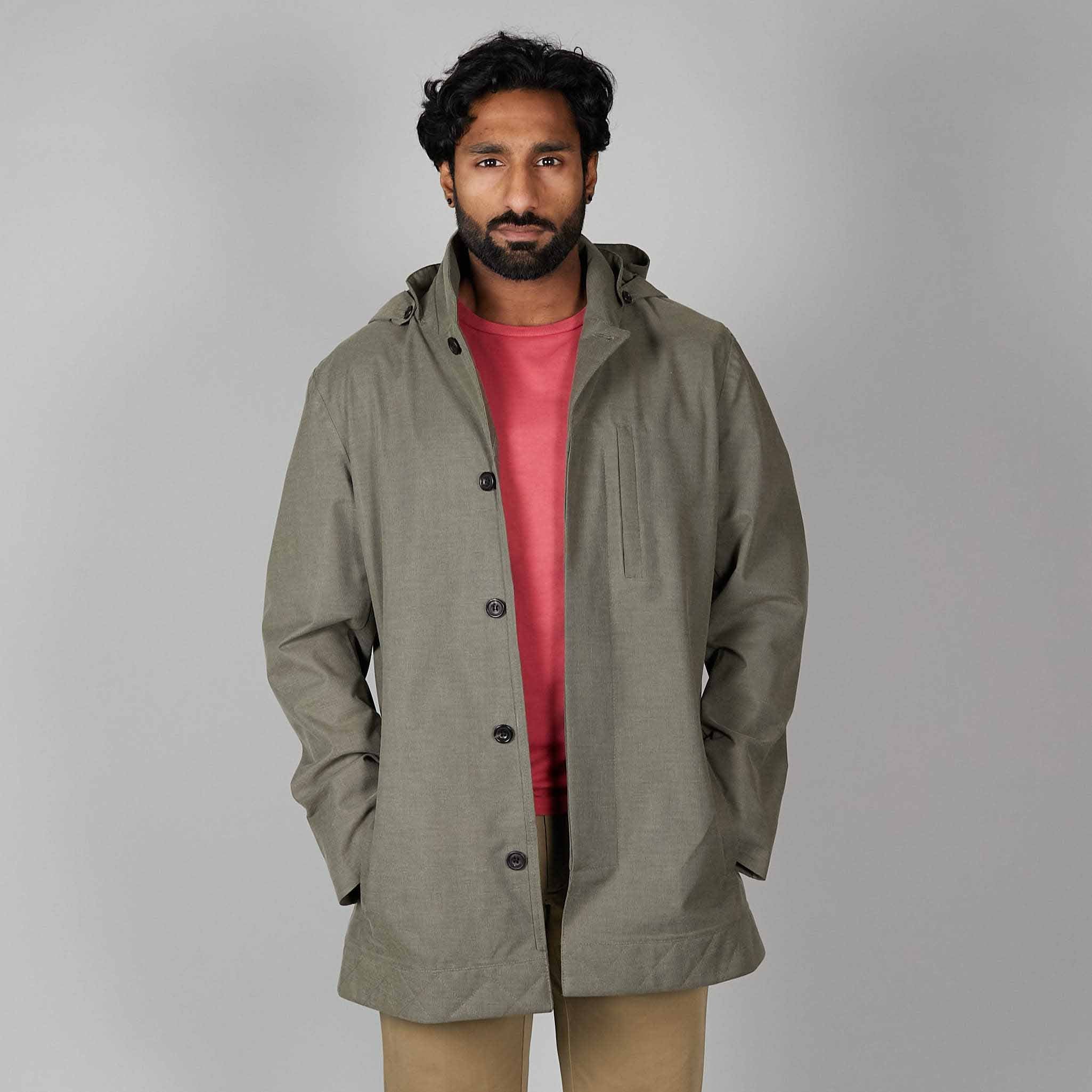 Norwegian Rain Caban Single Breasted Rain Coat Olive