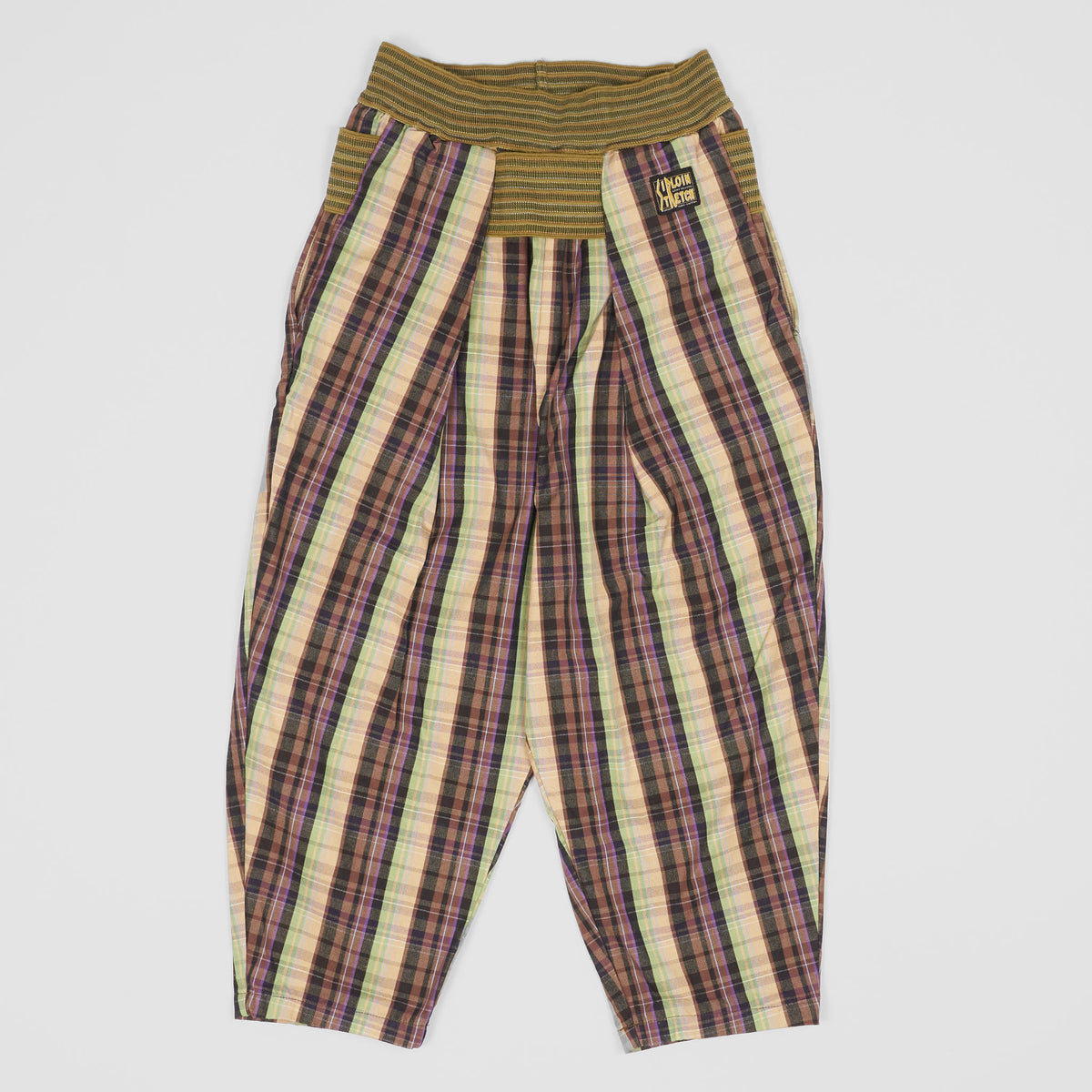 Kapital Wide Fitted Plaid Cotton Pants