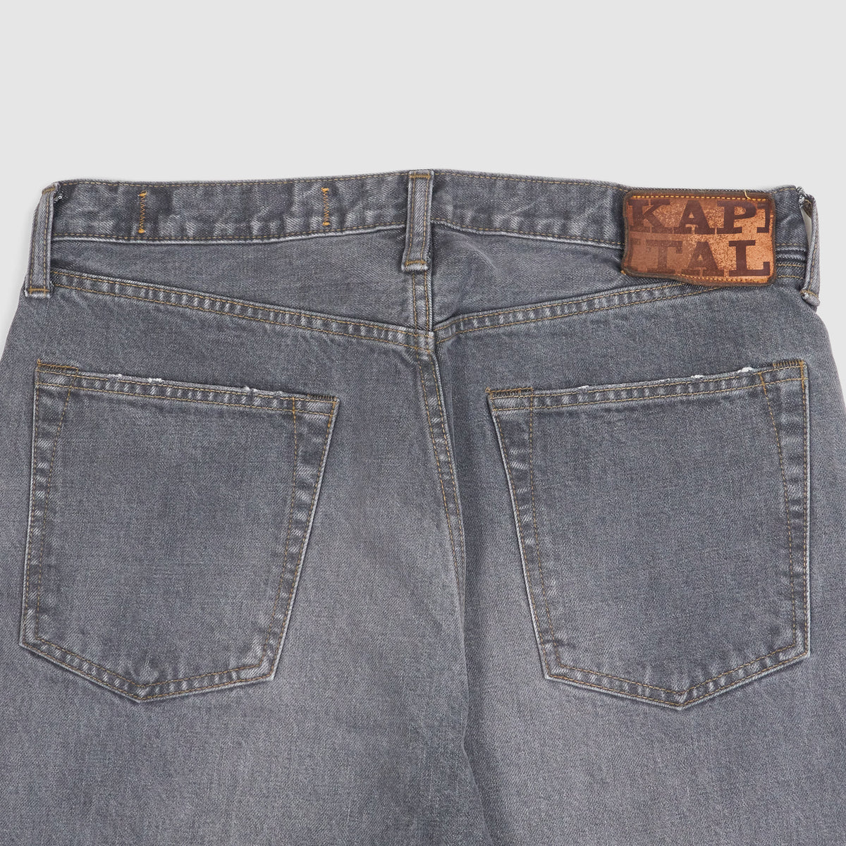Kapital 5-Pocket Black Hard Washed Denim Jeans