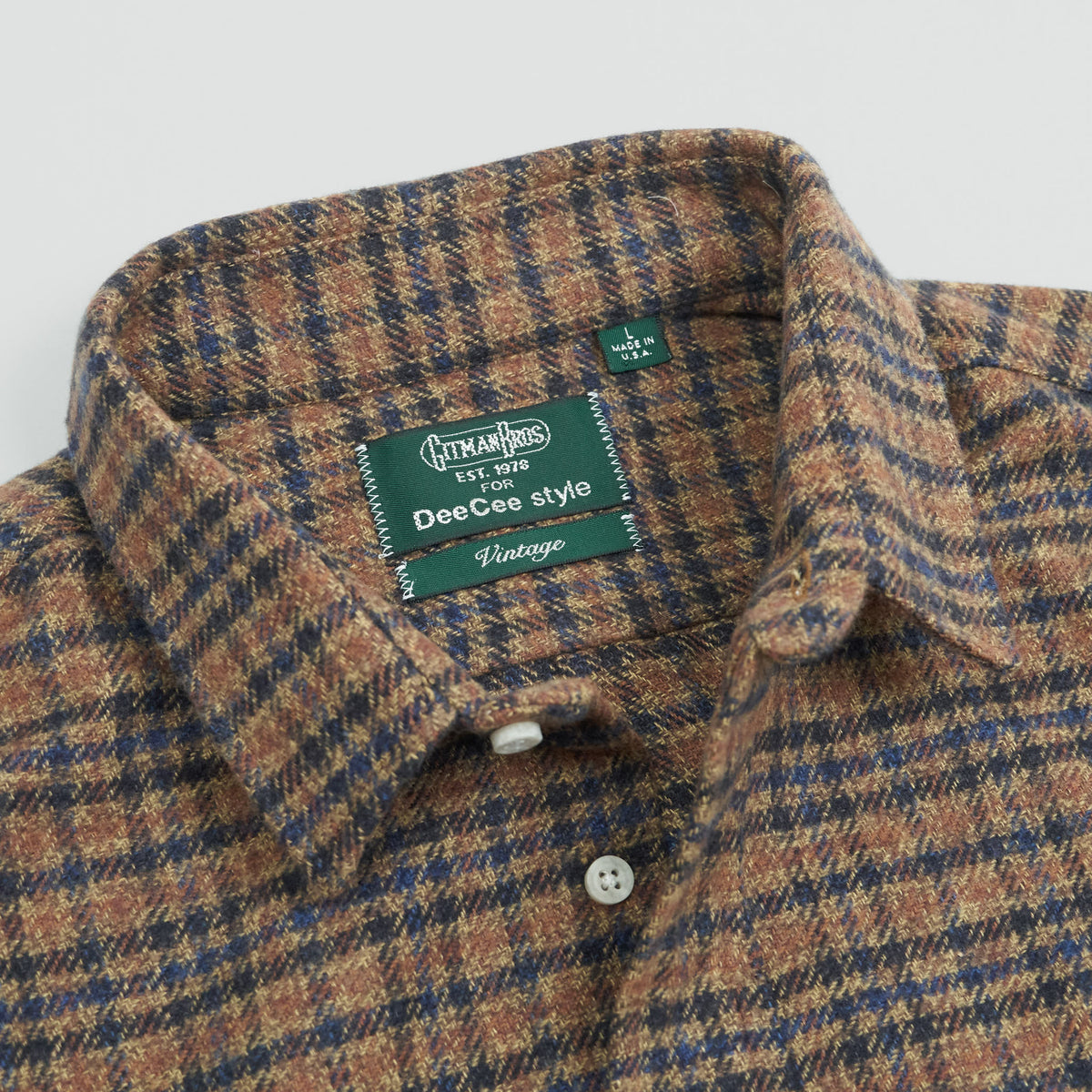 Gitman Vintage for DeeCee style Plaid Flannel Shirt Brown