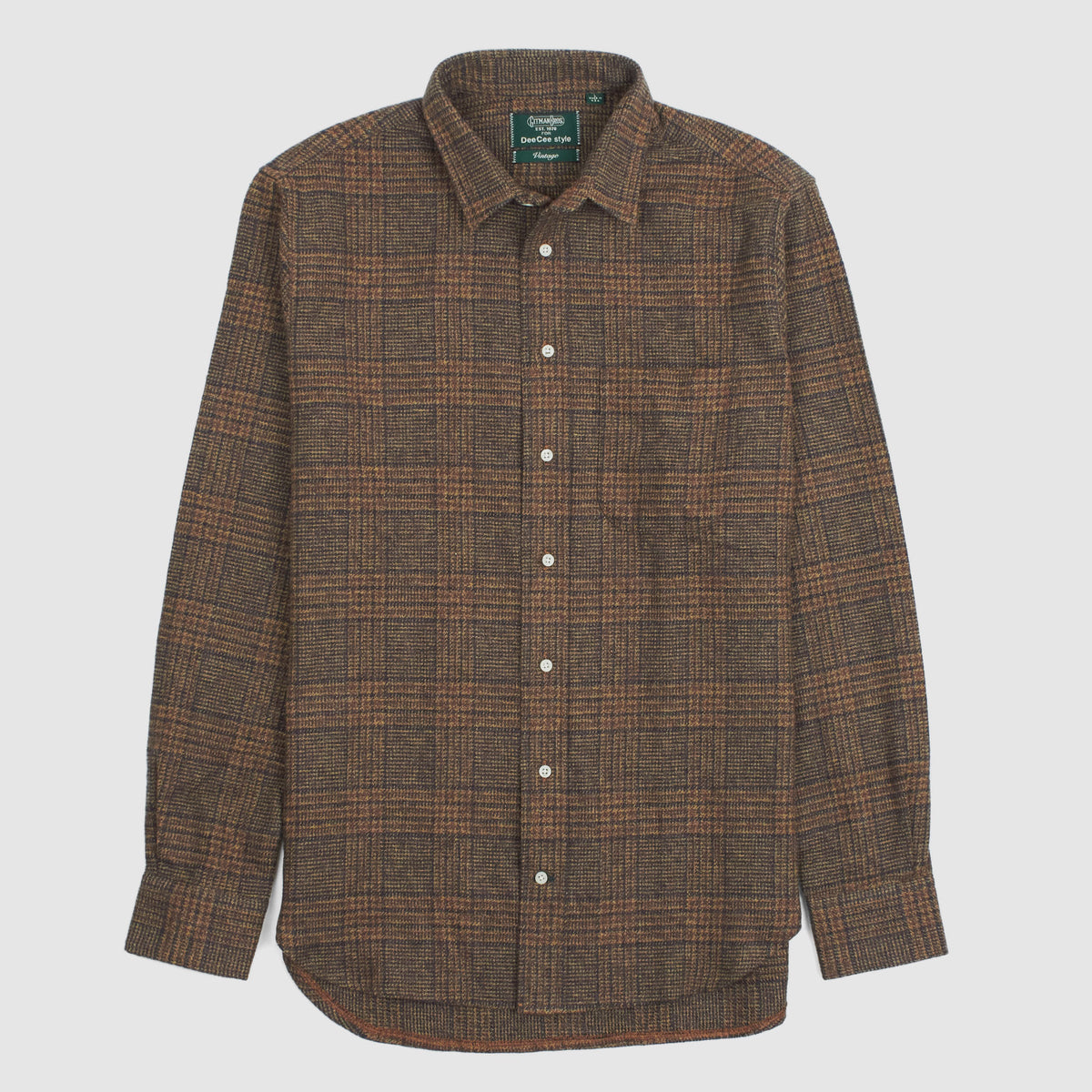 Gitman Vintage for DeeCee style Plaid Flannel Shirt Dark Brown