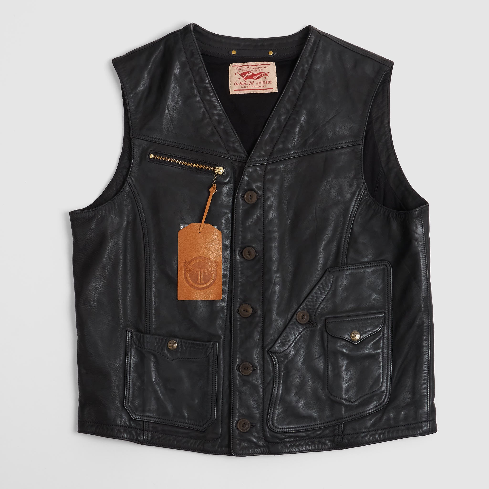 トップス Porter classic HORSE LEATHER VEST XXL Thedi Leathers Horsehide Biker Vest - DeeCee style